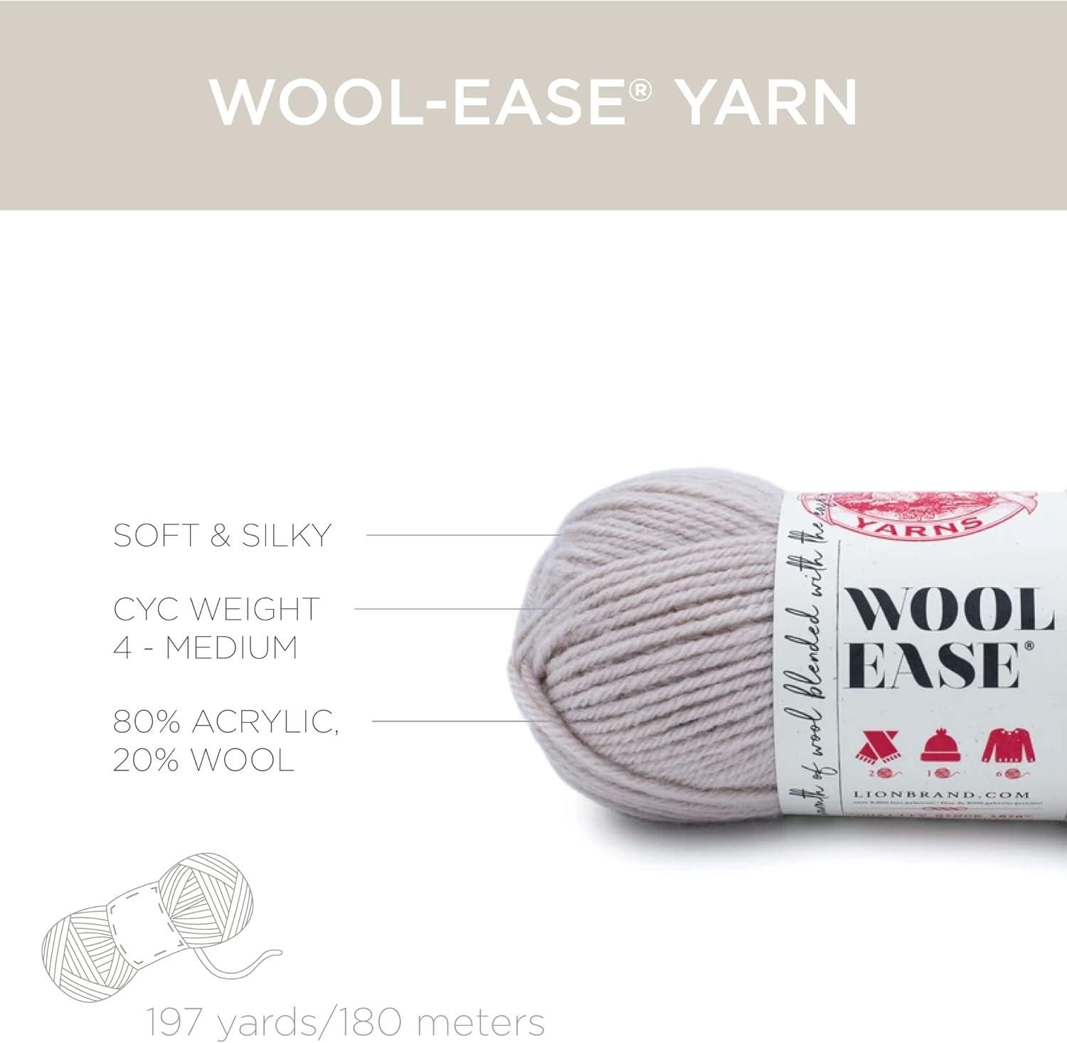 3 Pack) Lion Brand Yarn Wool-Ease Yarn Grey Heather 3 Pack Grey Heather