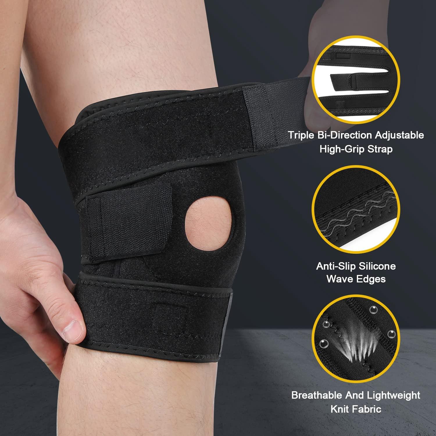 Knee Brace with Side Stabilizers, Knee Compression Sleeve, Knee Wrap for Meniscus  Tear Knee Pain ACL MCL Injury Recovery Adjustable Knee Support for Men and  Women