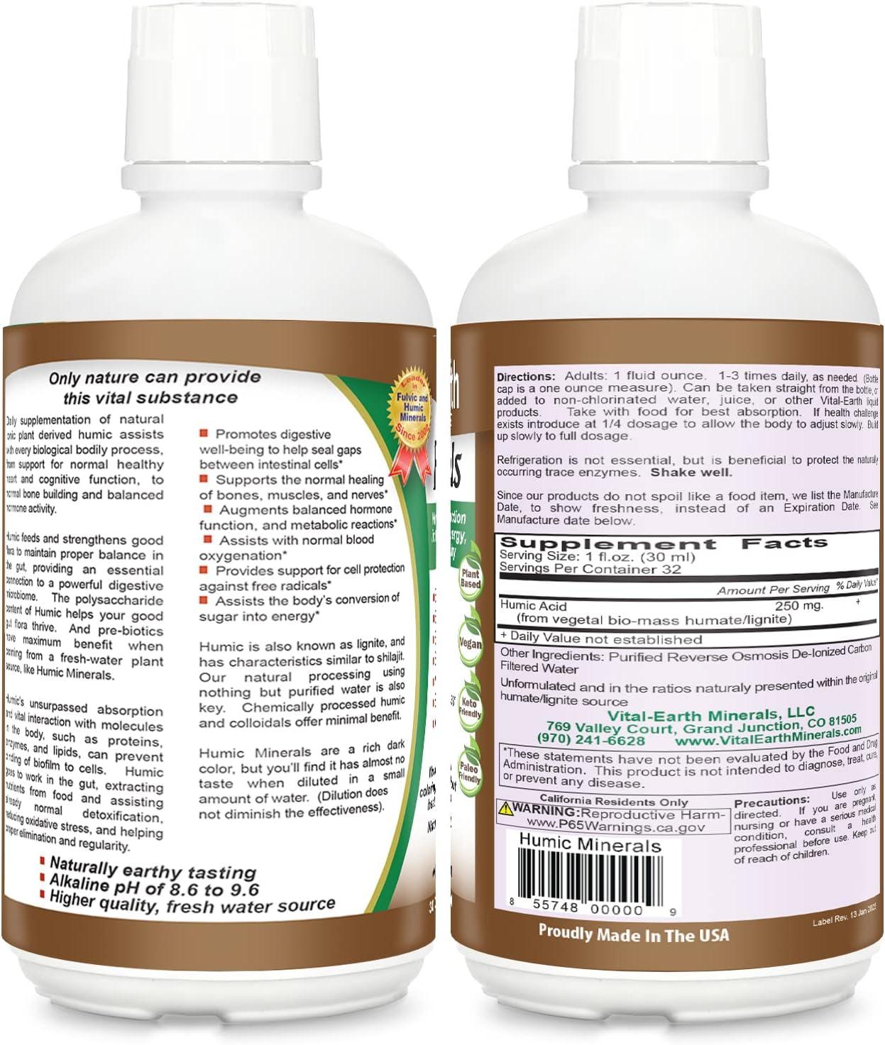 Vital Earth Minerals Humic Minerals Vegan Liquid Trace Mineral