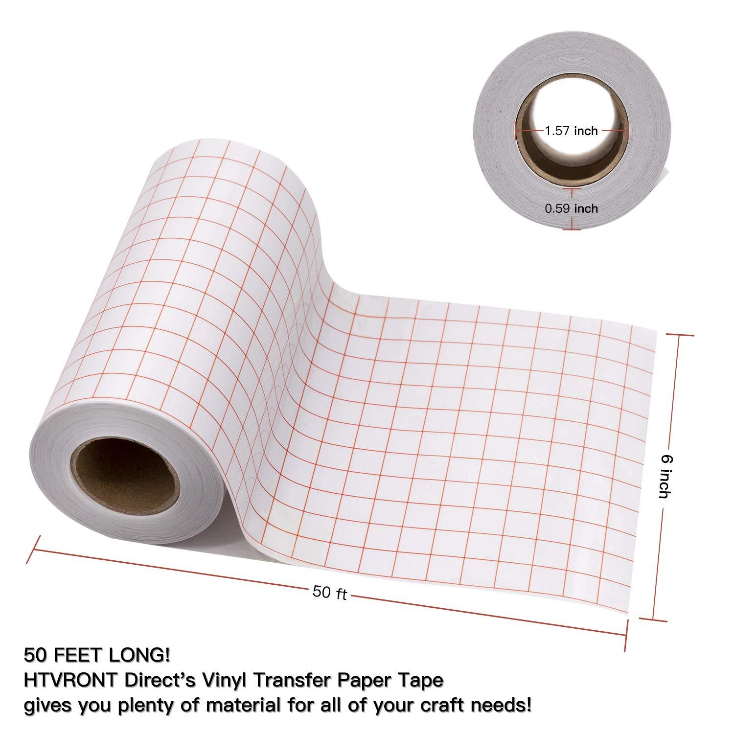  Clear Vinyl Transfer Paper Tape Roll 6 x 50 Feet Clear w/Red  Alignment Grid - Application Transfer Tape Perfect for Self Adhesive Vinyl  for Signs Stickers Decals Walls Doors & Windows 