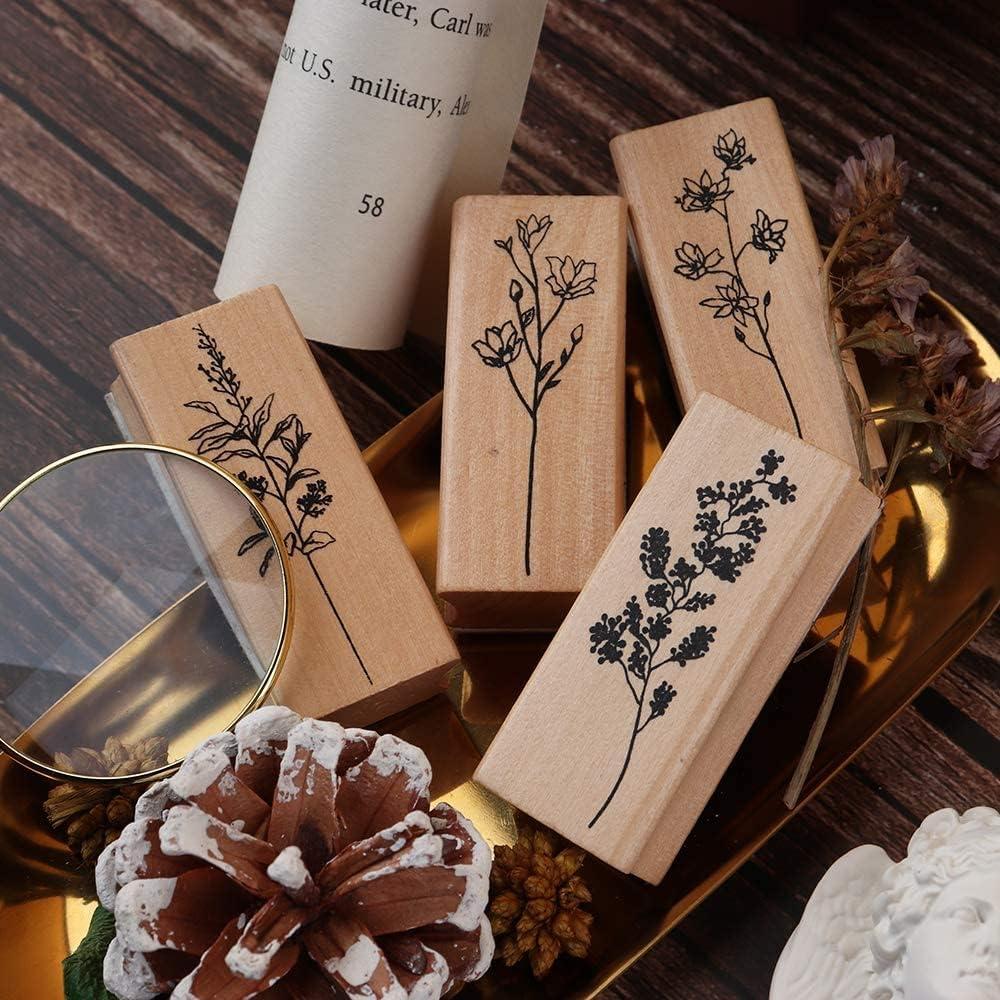 7 Pieces Vintage Wooden Rubber Stamps, Plant and Flower Decorative Wooden  Rubber Stamp Set, Wood Mounted Rubber Stamps for Card Making, DIY Crafts,  Scrapbooking