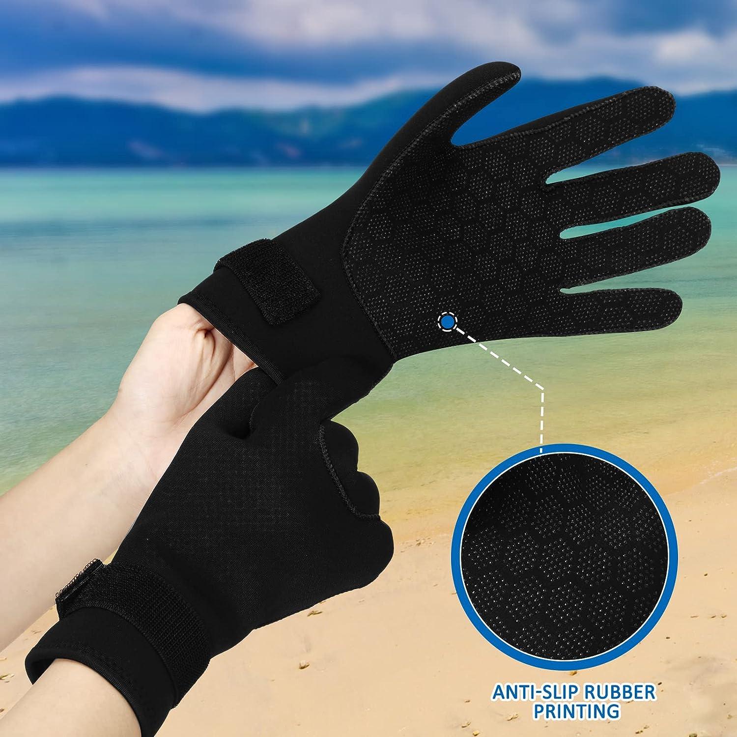 2 Pairs 3mm Neoprene Gloves Diving Wetsuit Gloves Anti Slip Diving Gloves  Waterproof Motorboat Gloves for Men Women Wetsuit Gloves with Adjustable  Waist Strap for Diving Snorkeling Padding Surfing