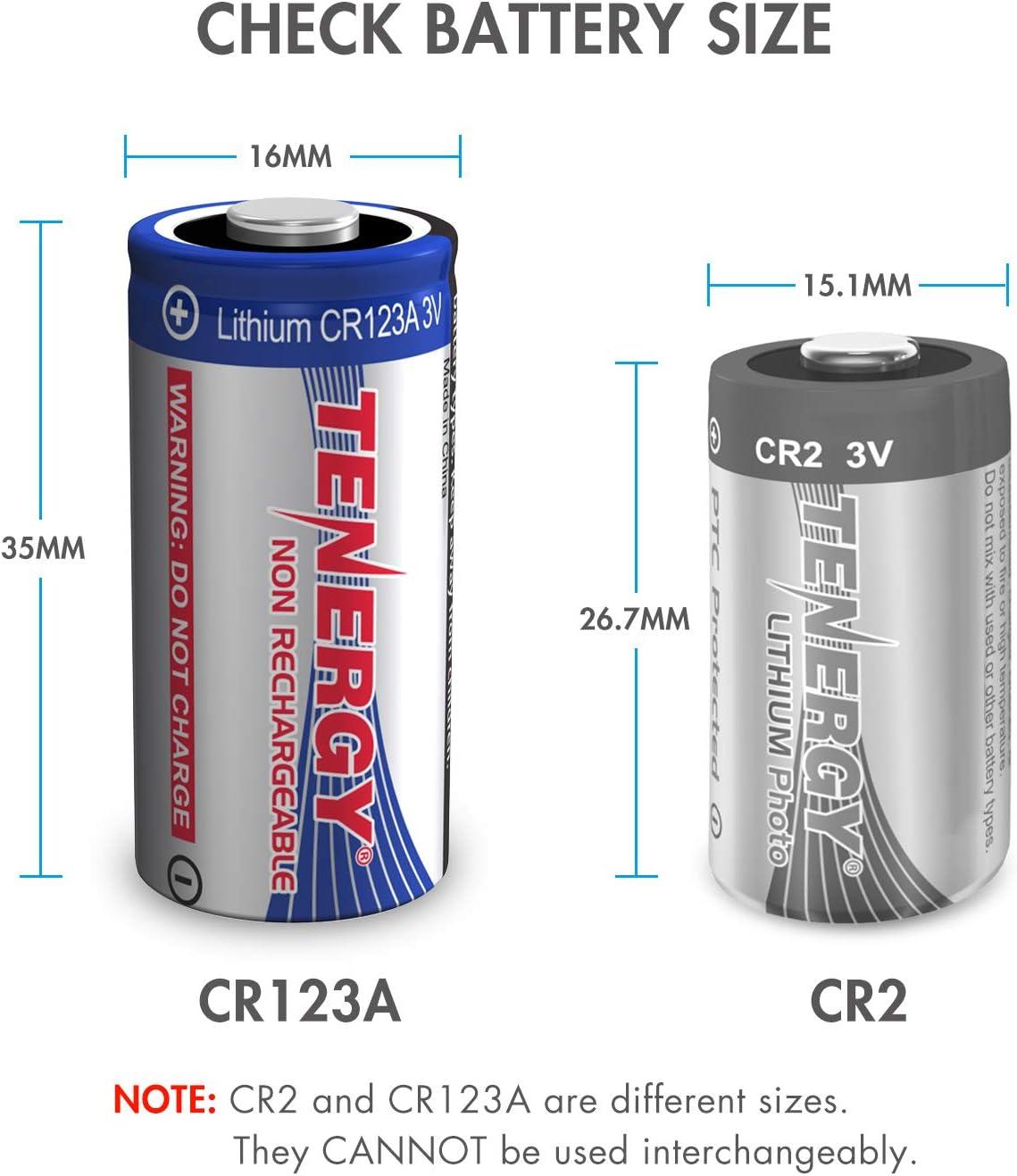 CR123A 3V Lithium Battery 1500mAh 2 Pack, 123 Batteries Lithium, 123A Lithium  Batteries 3 Volt High Power, CR123 for High Intensity Flashlight, Home  Safety, Security Devices 1 Count (Pack of 2)