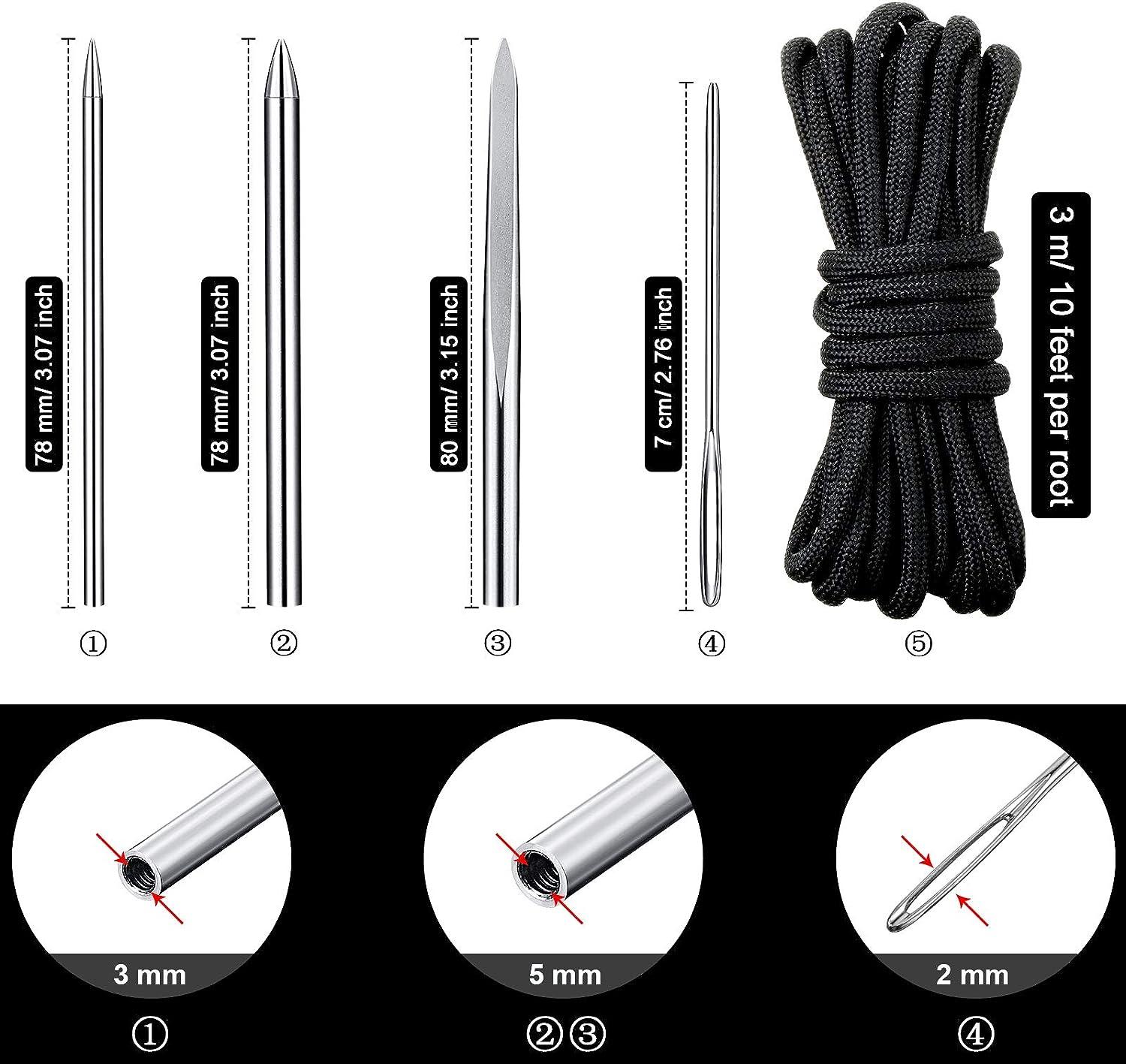 Stainless Steel FID Set Paracord Stitching Set Paracord FID Marlinspike Set  Including Paracord Stitching Lacing Stitching Needles and Smoothing Tool  Knotter Tools for Leather Paracord Work