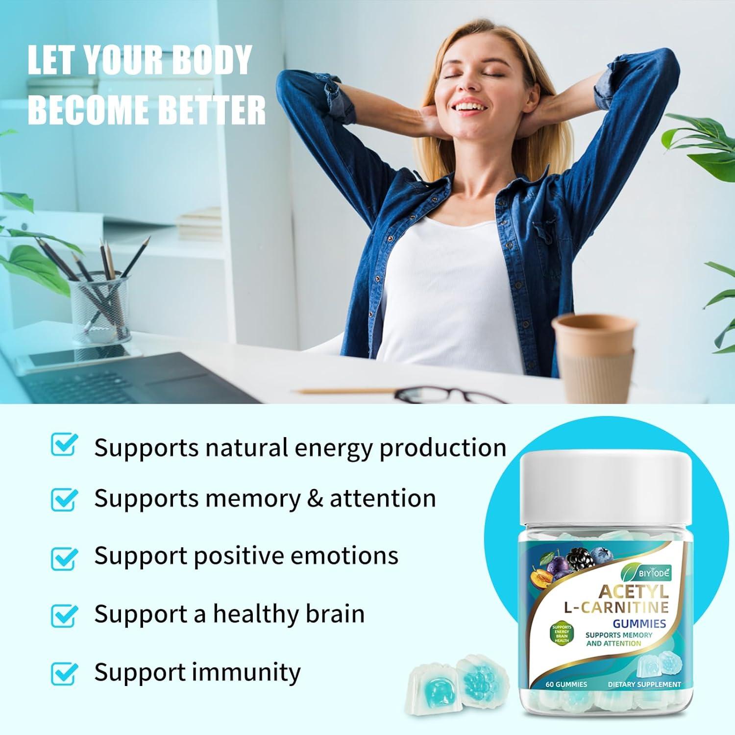 Acetyl L-Carnitine Gummies - Boost Energy Brain Clarity & Endurance |  1000mg 60 Fruit-Flavored Gummies | Ideal for Athletes & Seniors | Buy Now  with Express International Delivery | GoSupps.com
