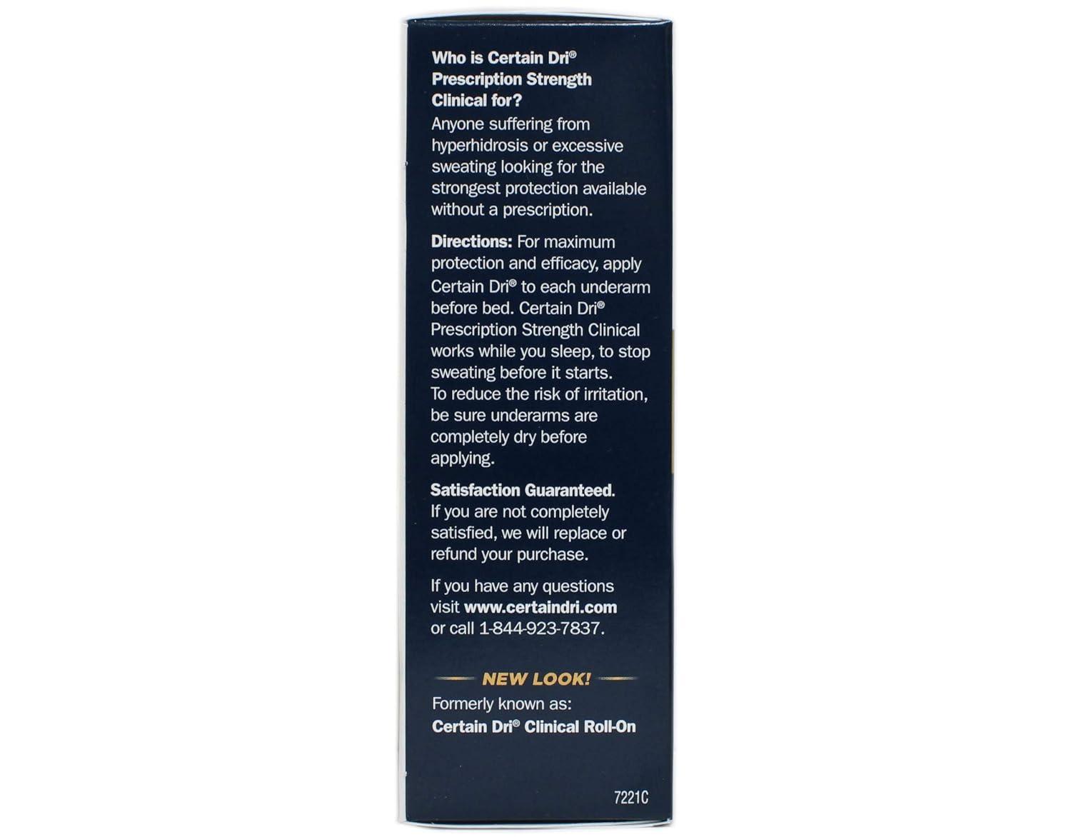 CERTAIN DRI Prescription Strength Clinical Antiperspirant RollOn 1.20