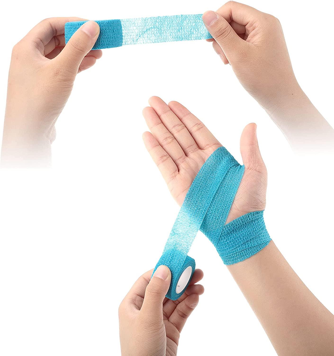 12 Pieces Self Adhesive Bandage Wrap Tape Stretch Self Adherent Cohesive Toe Tape for Sports