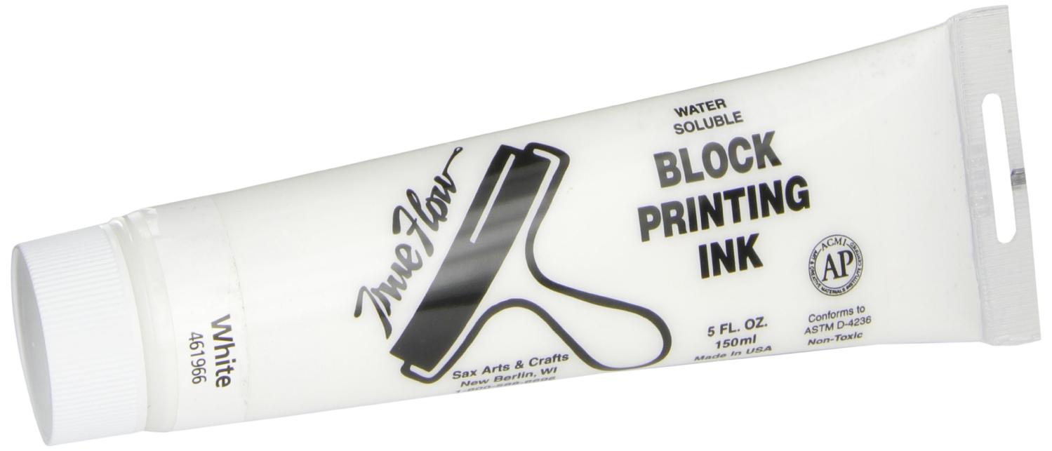 Sax True Flow Non-Toxic Water Soluble Block Printing Ink, 5 oz Tube, White