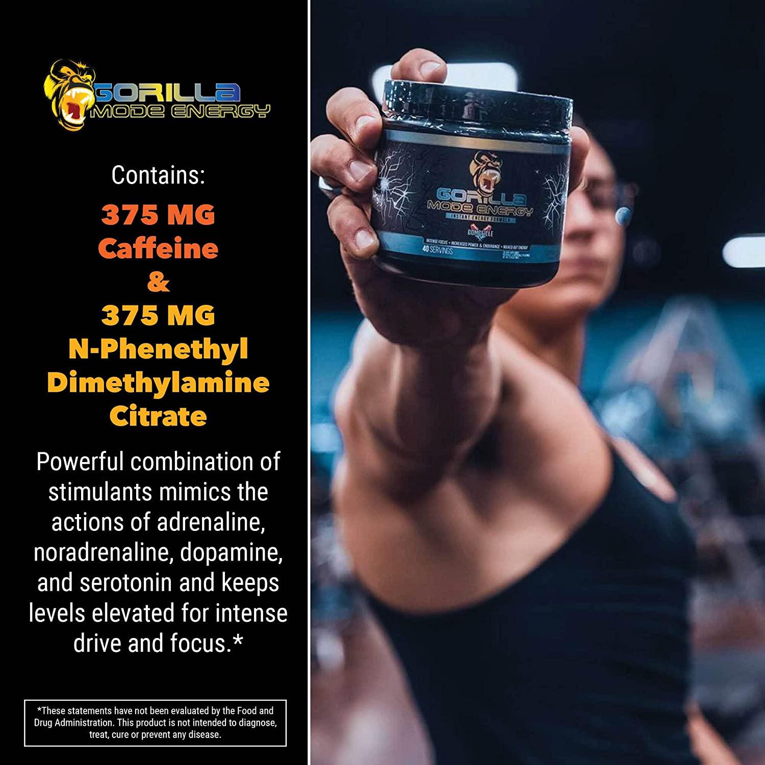 Gorilla Mode Stim Energy PreWorkout Formula Intense Focus & Clean Energy Blend with L