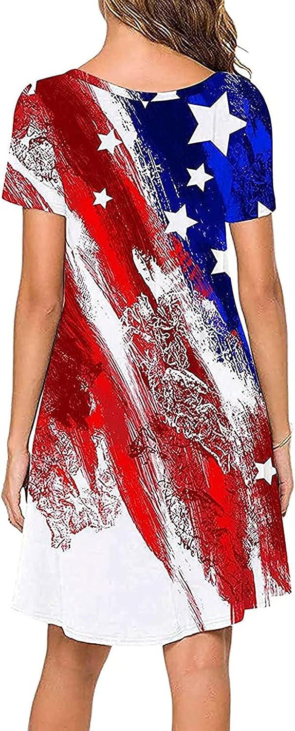 sachin and babi light blue dress Women's Summer Star Striped Print Dress - Red; Casual Short Sleeve O-Neck  Flowy Dress for 4th July & Daily Wear - Small | Buy Now with Express  International Delivery