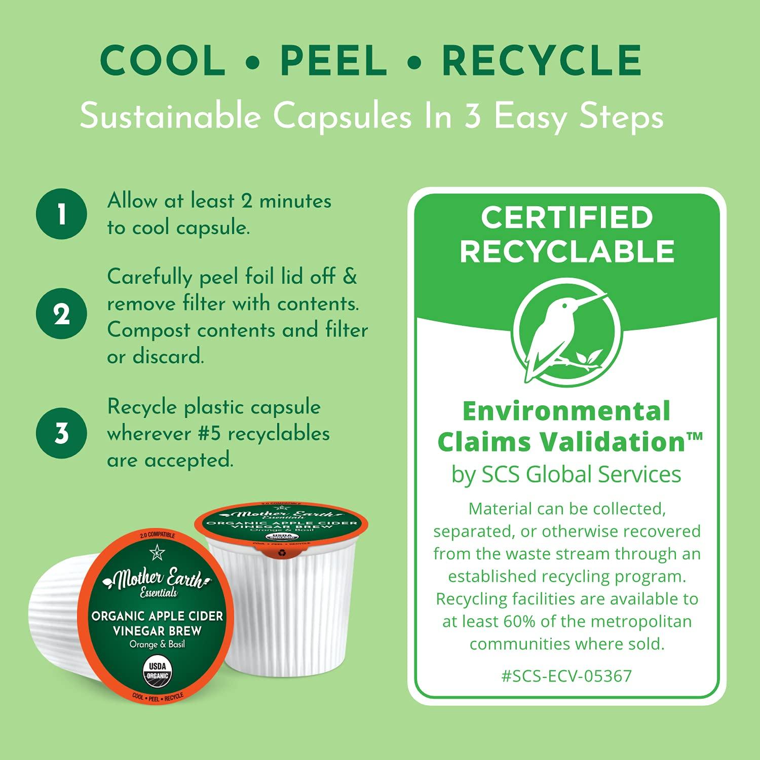 Organic Apple Cider Vinegar Tea Pods with The Mother by Mother Earth