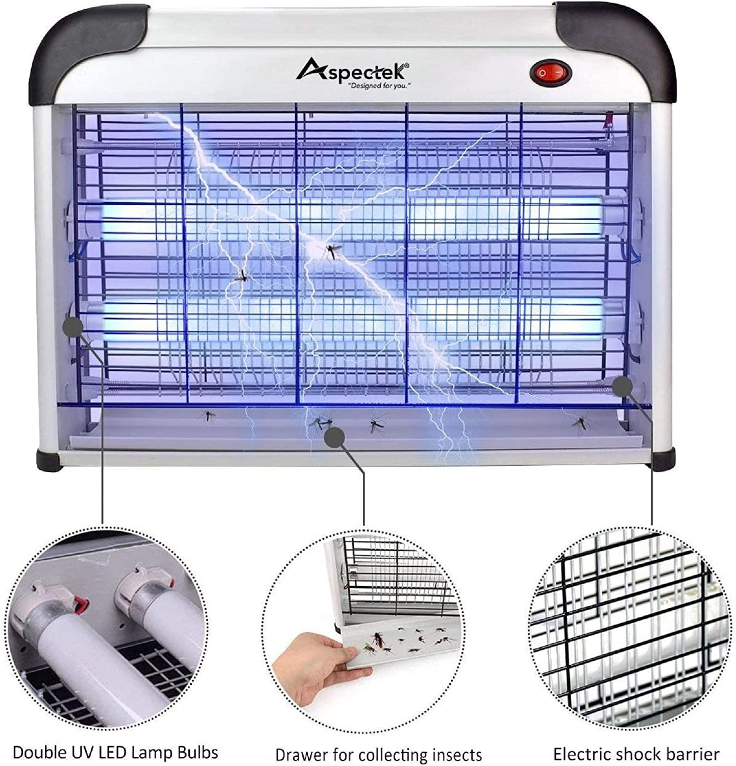 Aspectek Powerful 20-Watt Electric Bug Zapper, Attractive Design for Outdoor and Indoor Use, Waterproof Black Repellent