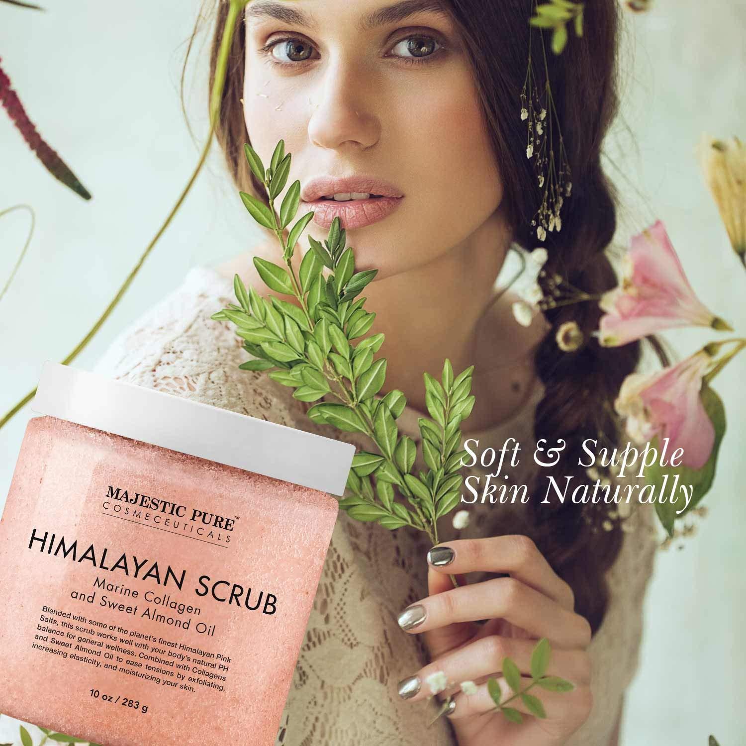 MAJESTIC PURE Himalayan Salt Body Scrub with Collagen and Sweet Almond