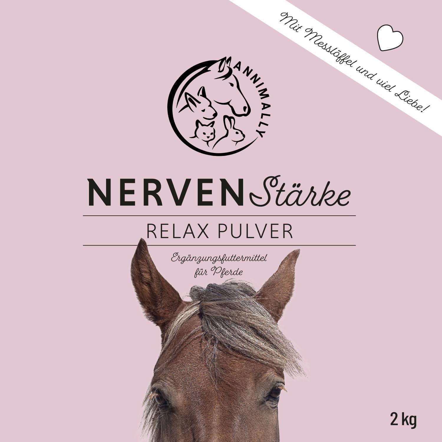 Annimally Nerve Strength Horse Relax Powder 2kg - Natural Herbs With Magnesium & Valerian For Calm Stress Relief & Safe Transport | Buy Now With Express International Delivery