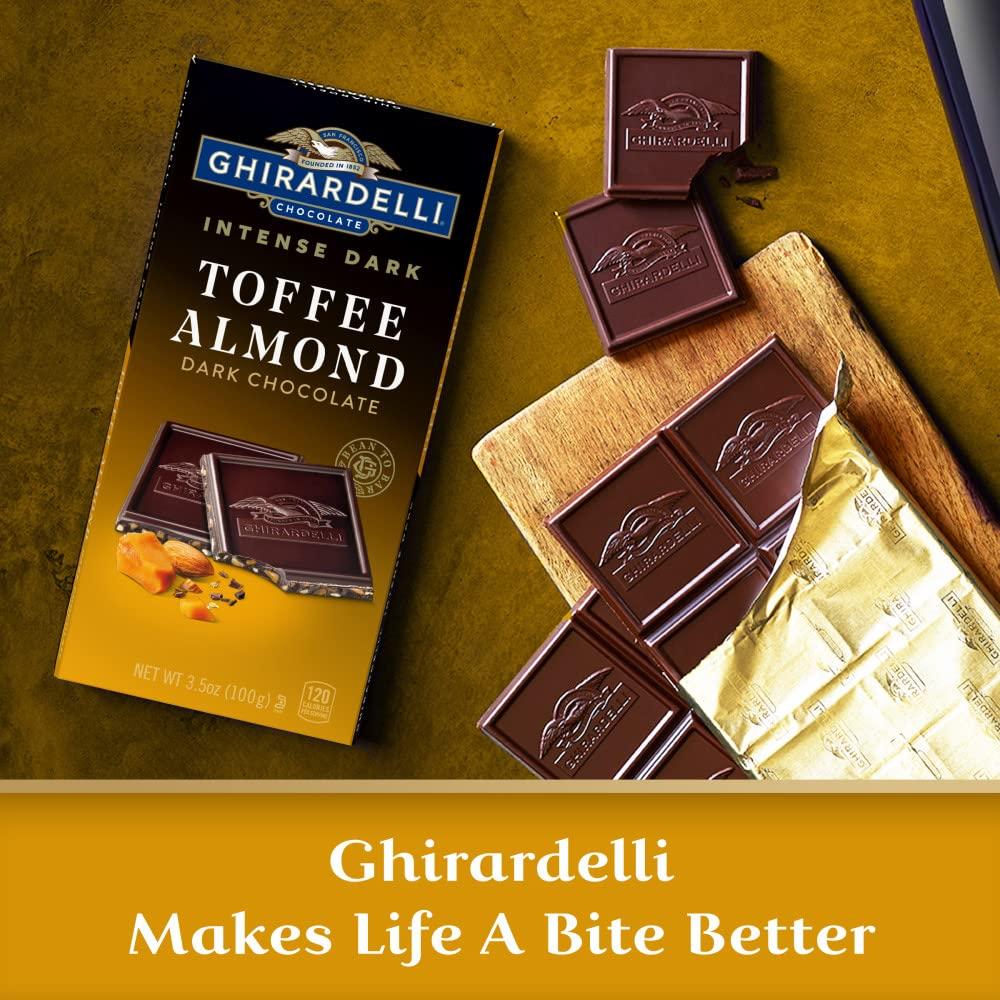 GHIRARDELLI Intense Dark Chocolate Bar with Toffee Almond 3.5 Oz