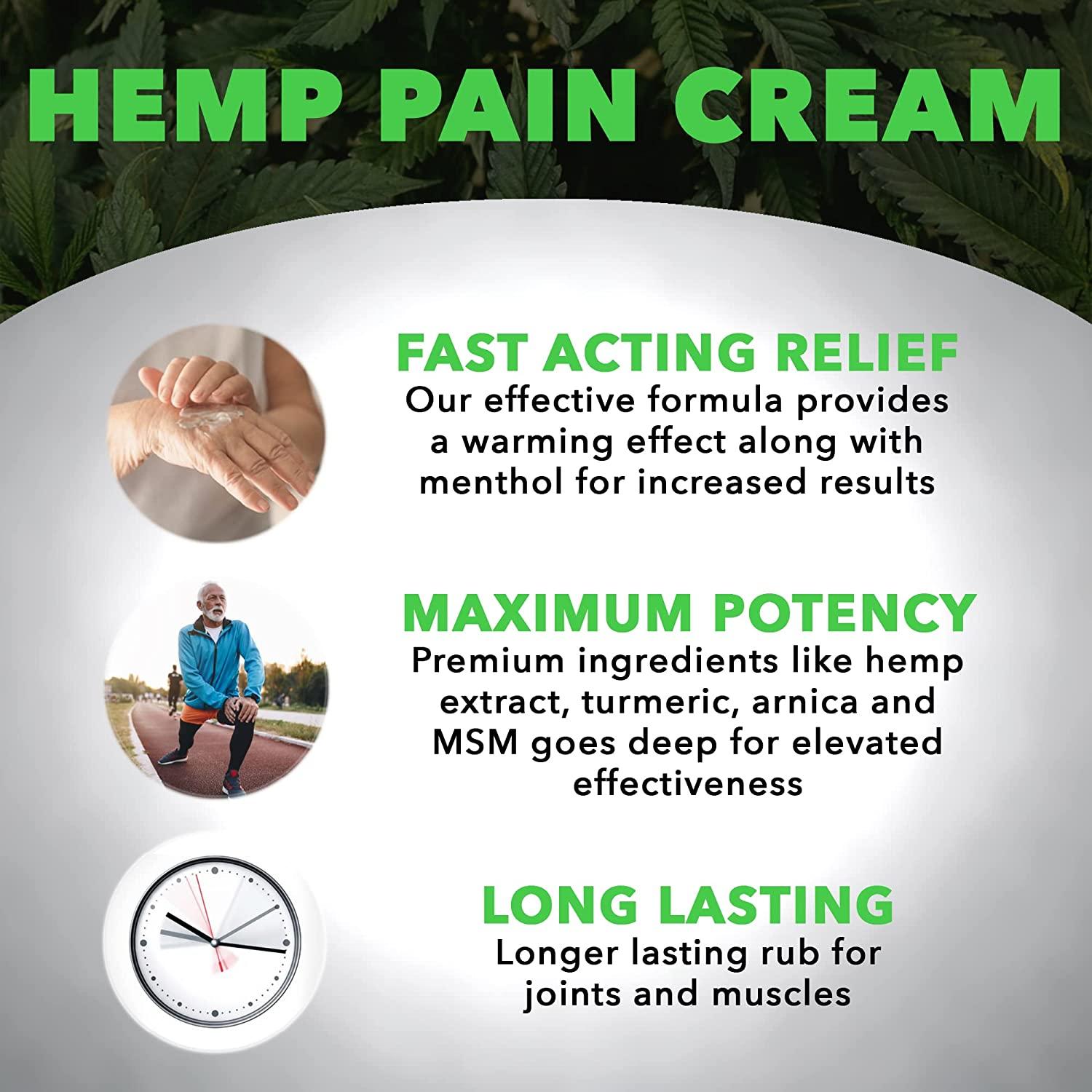 Hemp Cream Made in USA 8 oz New Increased Strength Formula Fast Acting Cream with Extra