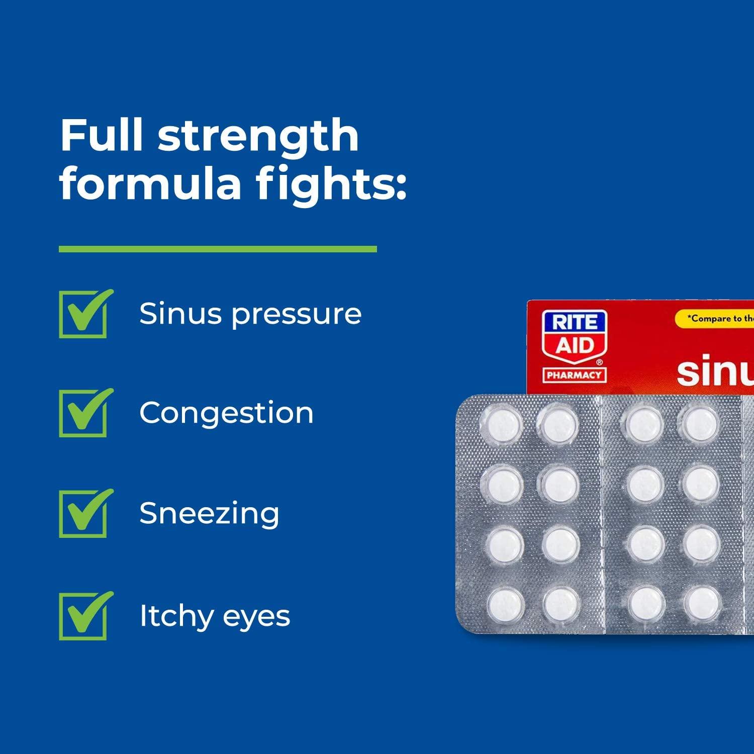 Rite Aid Sinus & Allergy Relief PE Tablets, Maximum Strength 24 Count