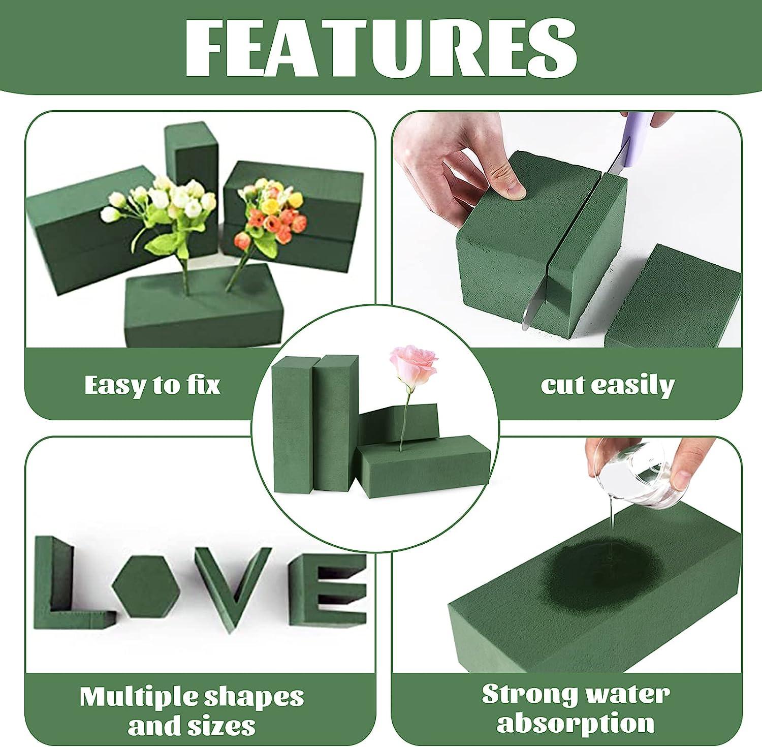 Toopify 6 Pcs Floral Foam, Wet and Dry Floral Foam Blocks Flower  Arrangement Kit for Fresh or Silk Artificial Flowers (Green, 9 L x 3.1 W  x 4.3 H) 6pack