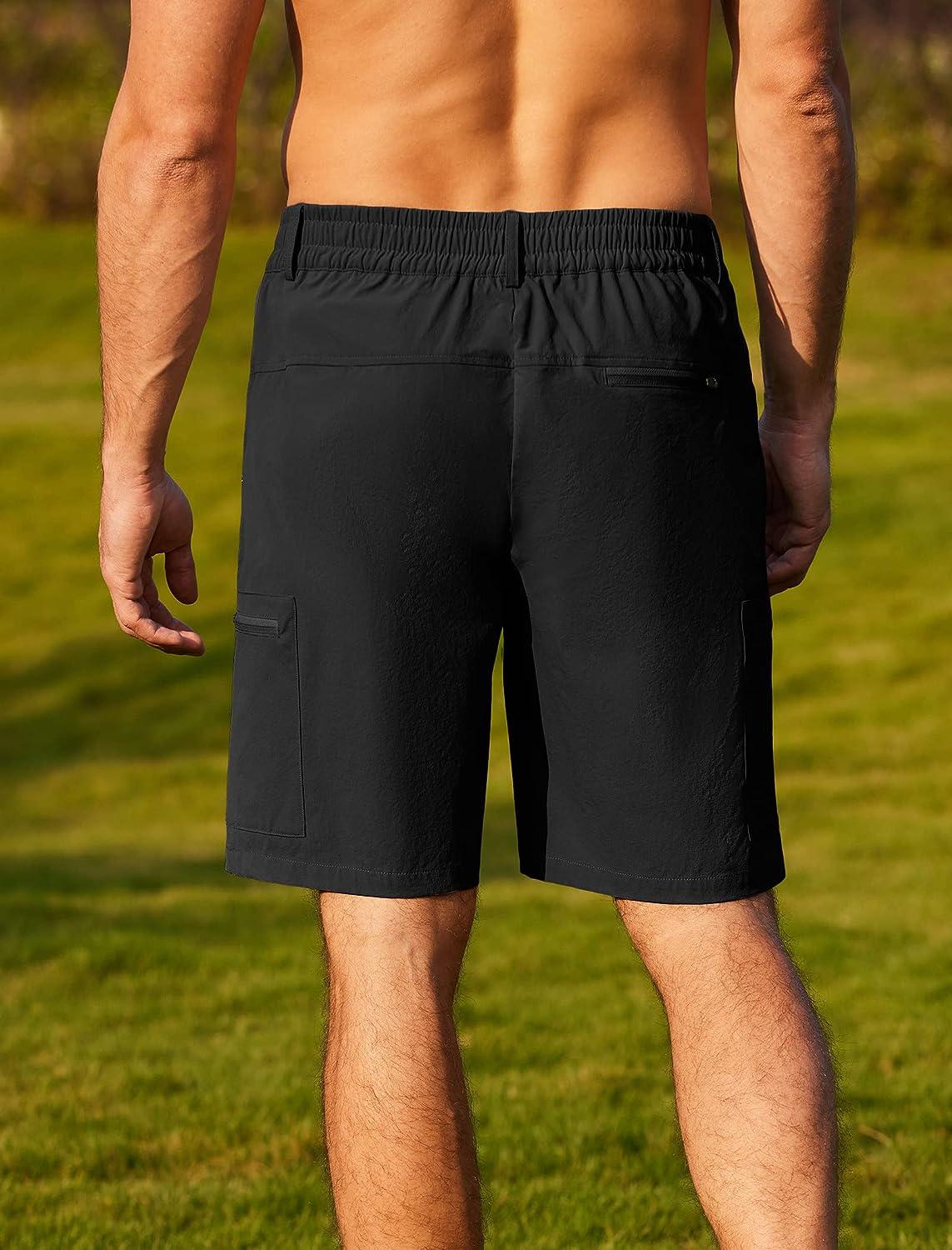 COOFANDY Men's Hiking Cargo Shorts Quick Dry Outdoor Work Shorts  Lightweight Travel Fishing Golf Tactical Shorts Black Medium