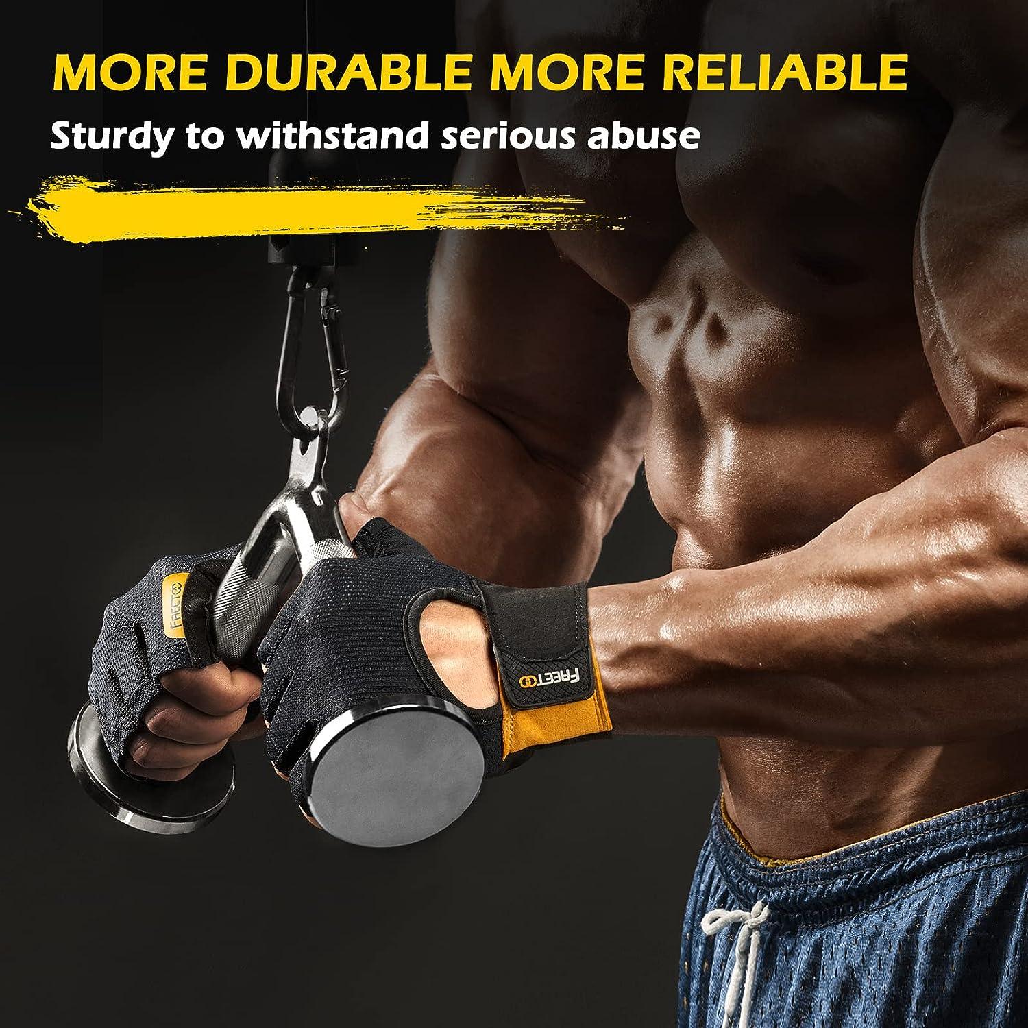 Guanti Pelle Sollevamento Pesi Guanti Da Palestra In Pelle Imbottiti A Mezza Dita Per Sollevamento Pesi, Bodybuilding, Bici - Kango Fitness Guanti Palestra Pelle - Foto 7