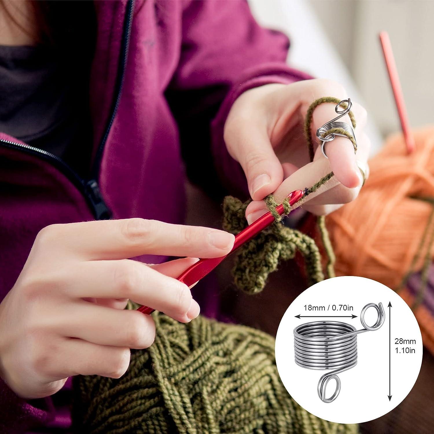 8 Pcs Crochet Ring For Finger Yarn Guide, Adjustable Crochet