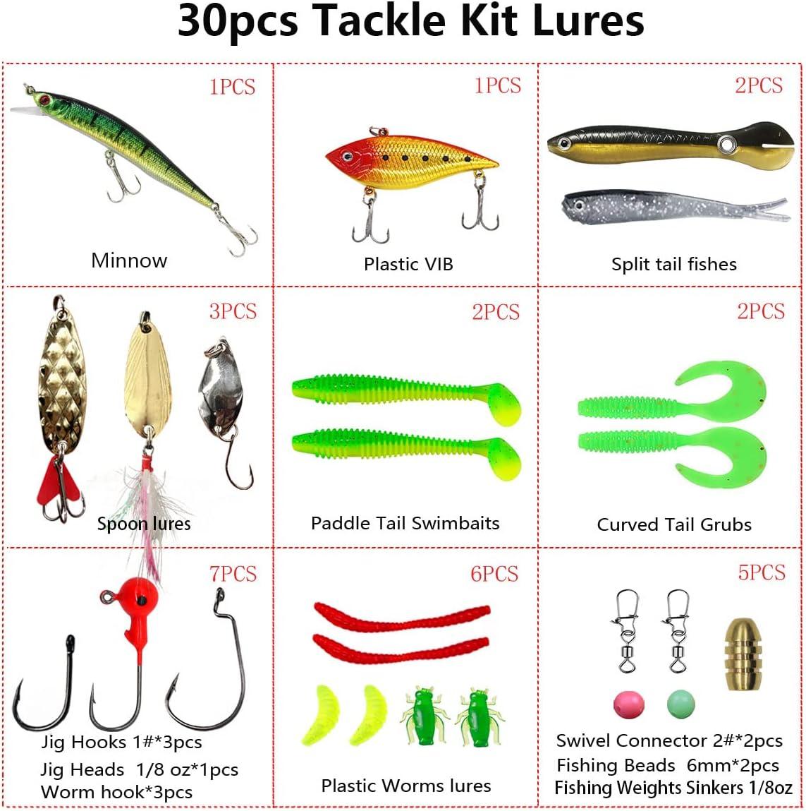 UperUper Fishing Lures Kit Set, Baits Tackle Including Crankbaits, Topwater  Lures, Spinnerbaits, Worms, Jigs, Hooks, Tackle Box and More Fishing Gear  Lures for Bass Trout 30Pcs Fishing Lures Kit
