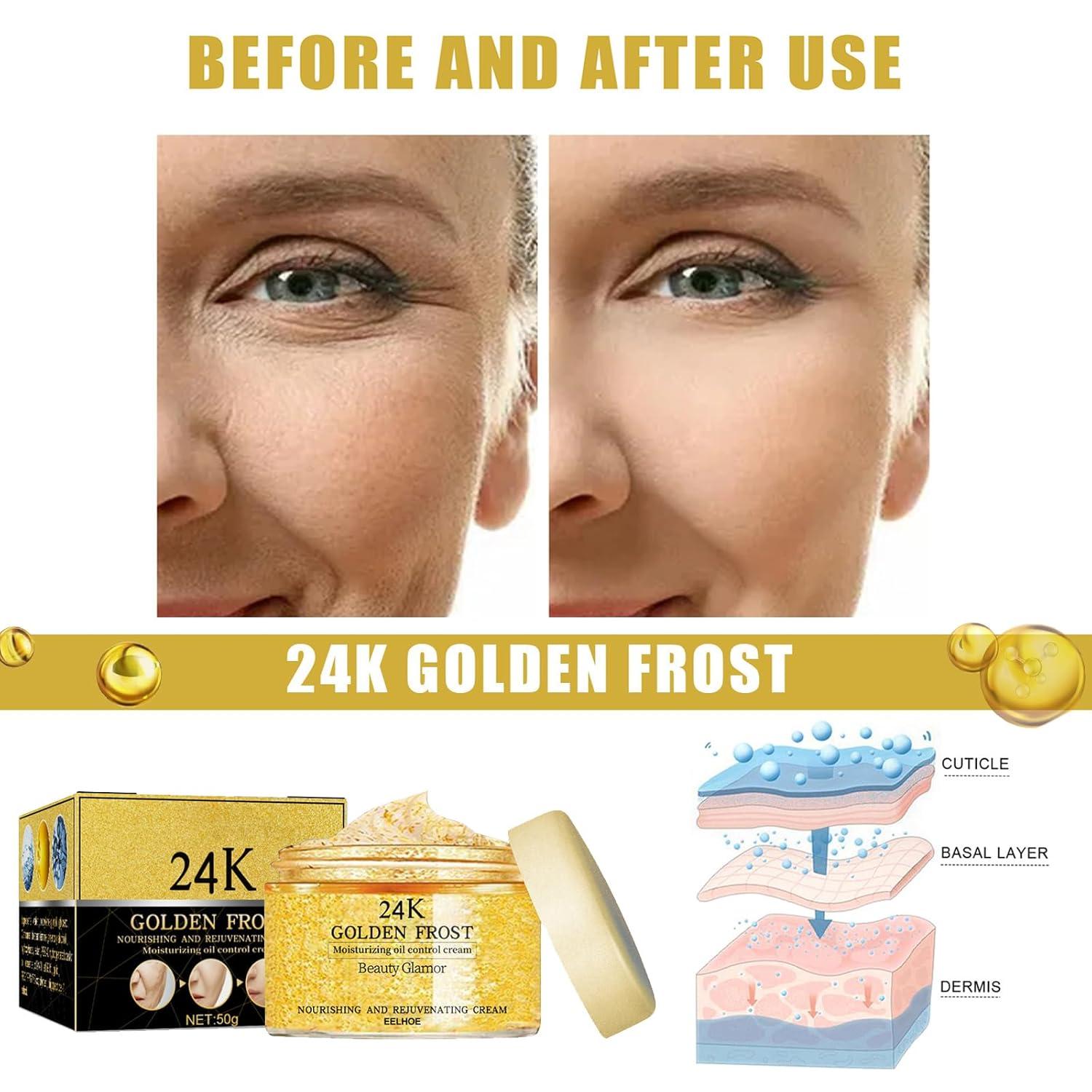 24K Gold Face Cream | Anti-Aging Serum Moisturizer with
