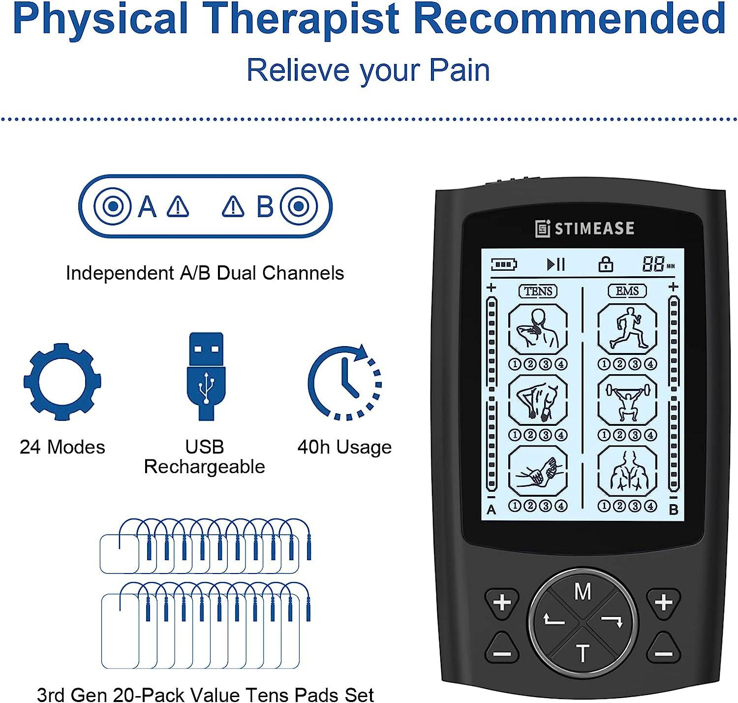 Dual Channel Tens Unit Muscle Stimulator For Pain Relief With 6 Massage  Modes And 8 Pad Changes