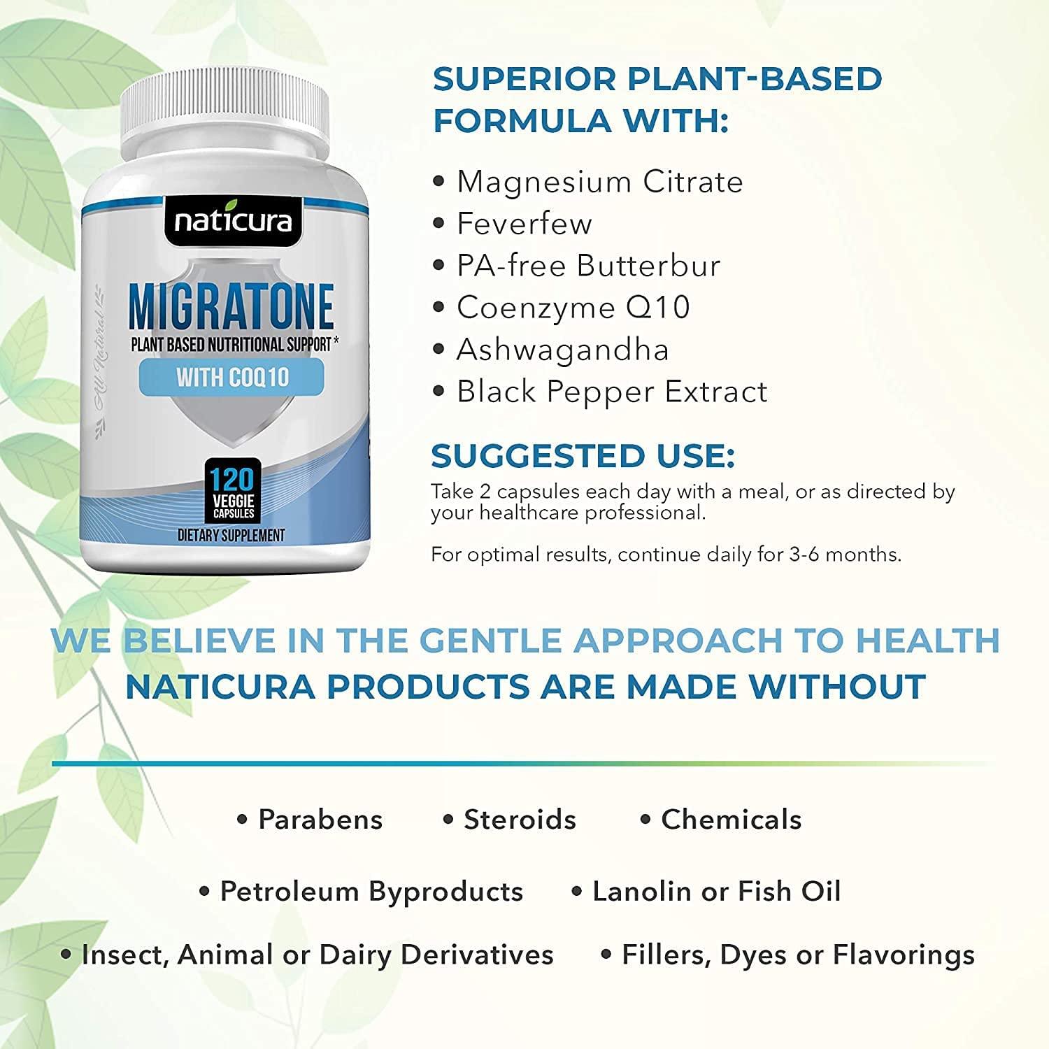Migratone Migraine Relief Supplement Natural Headache Support with PA
