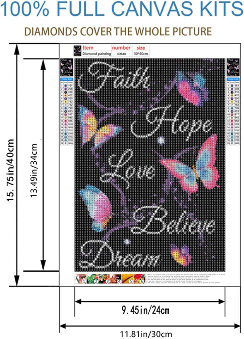 5D Diamond Painting Faith Hope Love Butterfly Kit