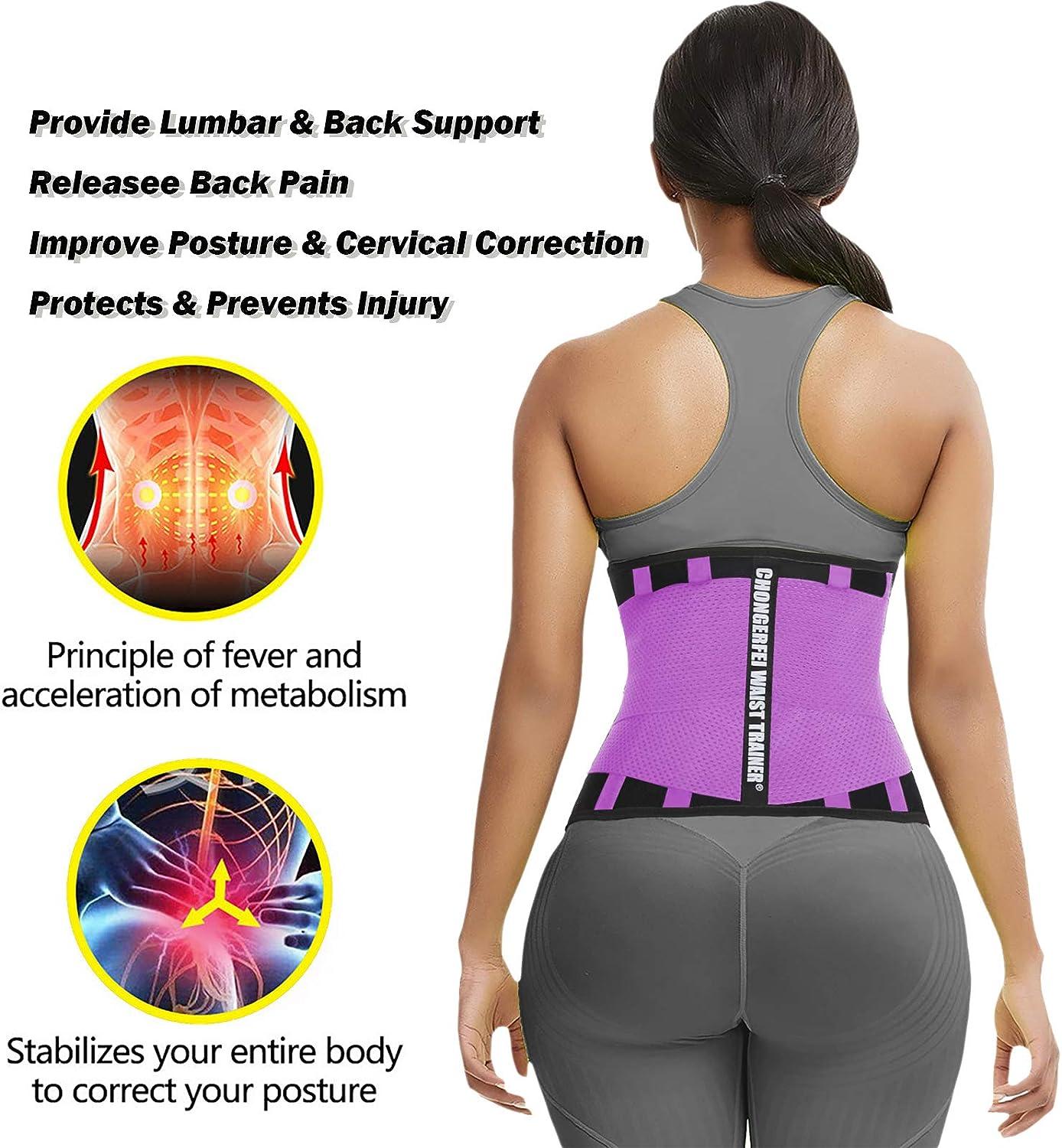 Waist Trainer Belt for Women Man - Waist Trimmer Weight Loss Ab Belt -  Slimming Body Shaper Upgrade Purple Medium
