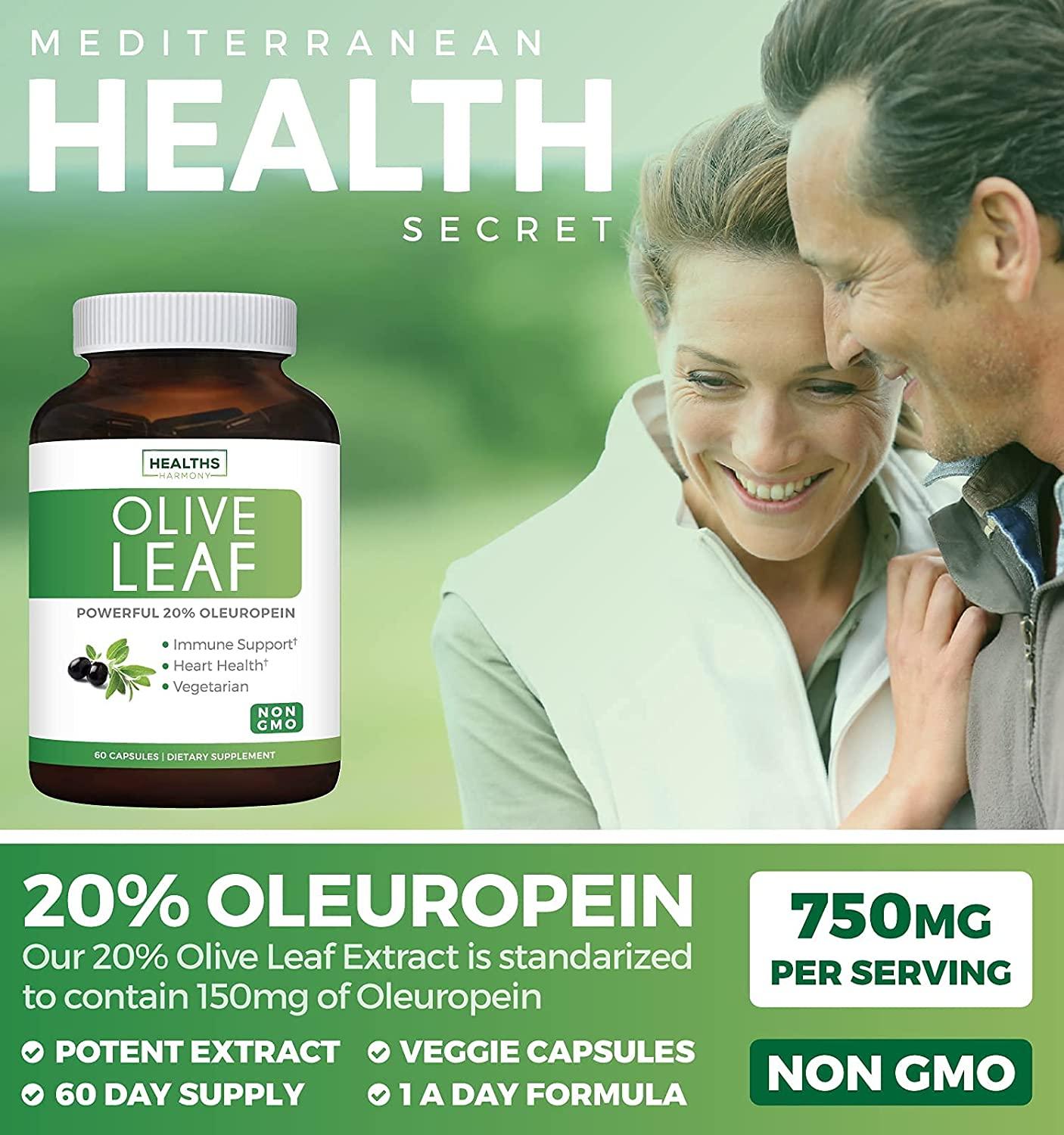 Healths Harmony Olive Leaf Extract Super Strength Immune Support 60