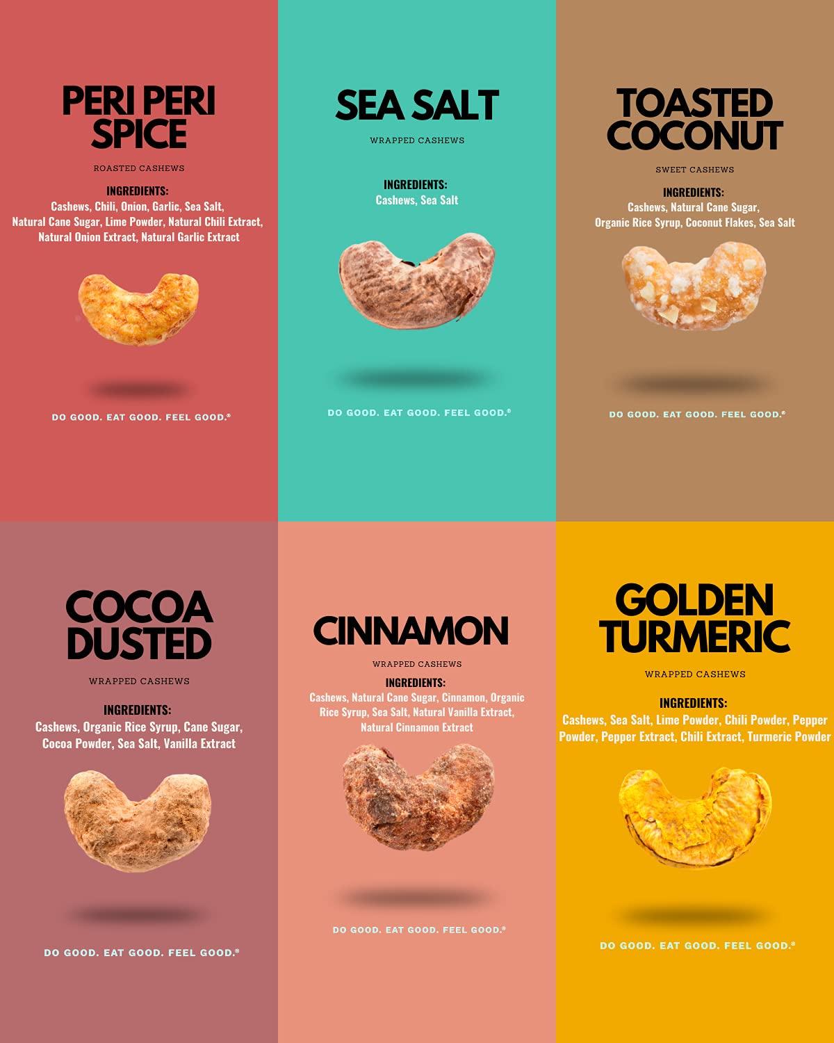 Karma Nuts Sample Flavors Variety Pack Whole Roasted Cashews, Vegan