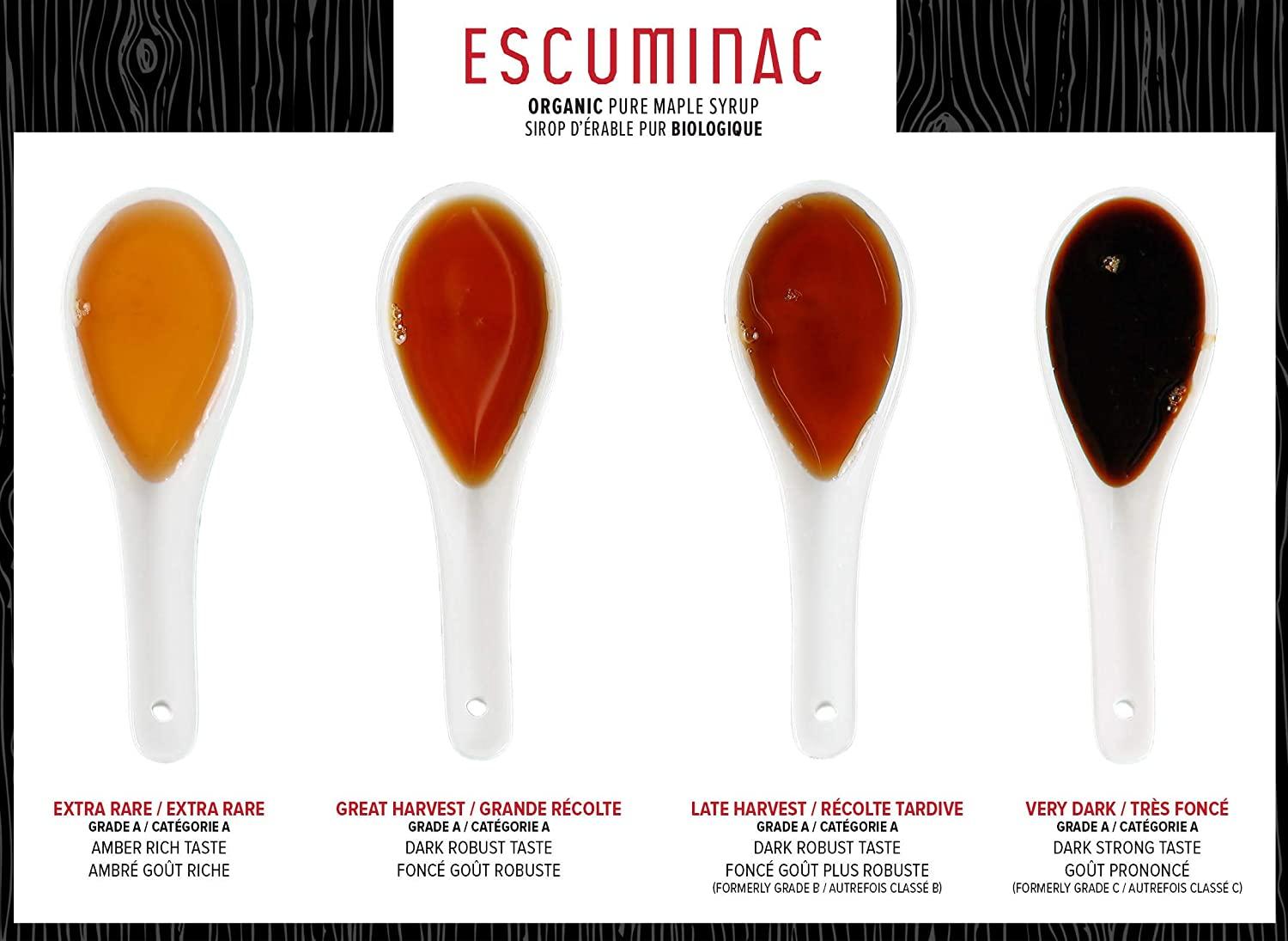 Escuminac Canadian Maple Syrup. 100 Pure & Organic. Late Harvest