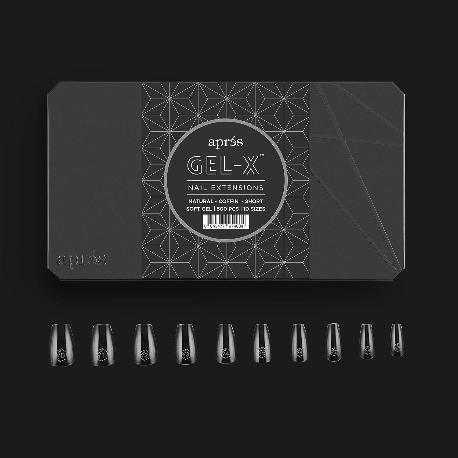 Apres Nail GelX Natural Coffin Short Tips 500 GelX Tips, Premium Quality 10 Sizes 09