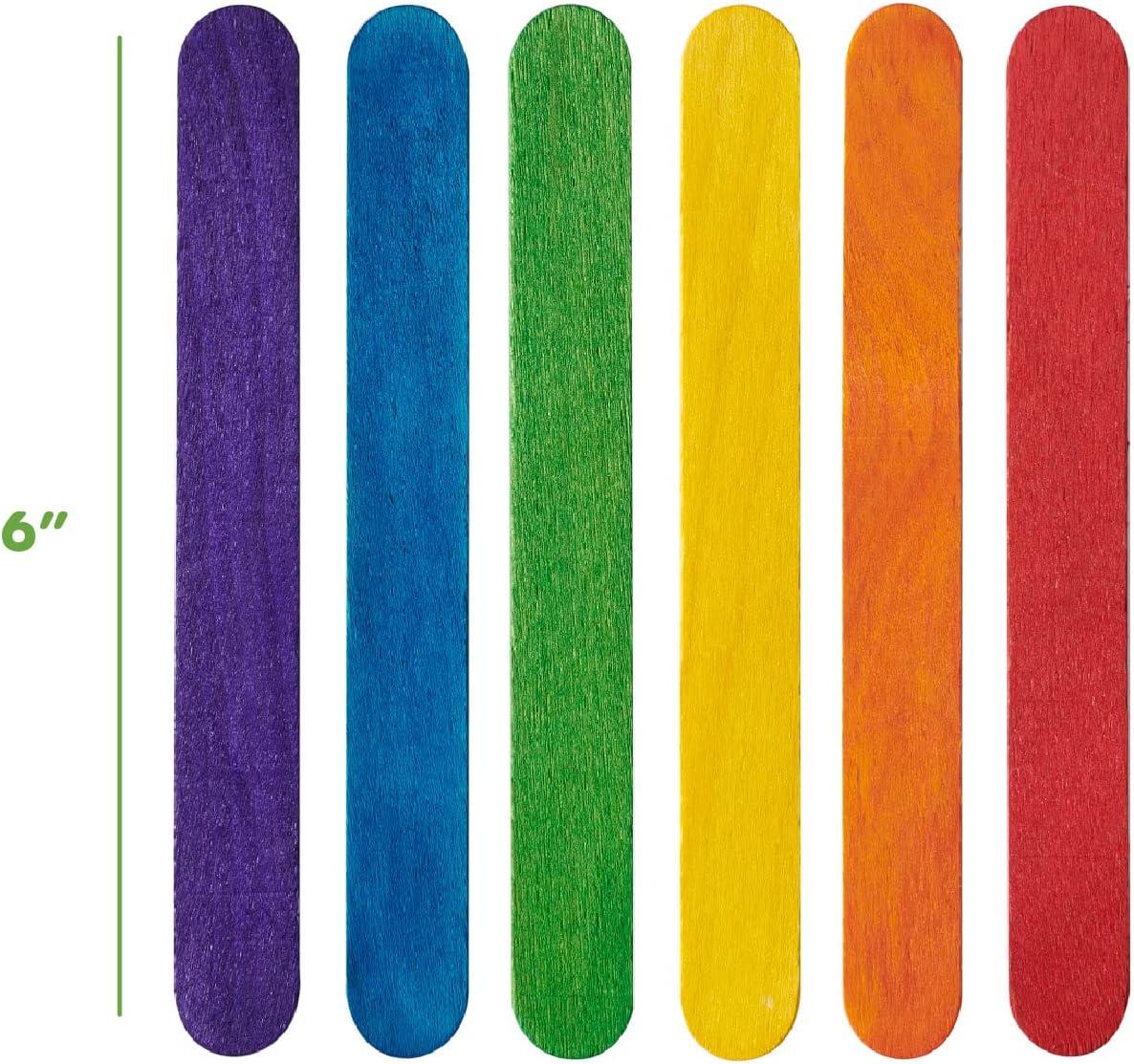 Colored Popsicle Sticks for Crafts - 100 Count 6 Inch Jumbo Multi