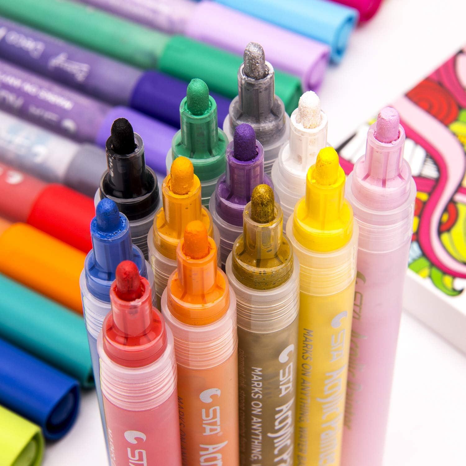 Glass & Porcelain Pens, Line 1-2 , Opaque, Assorted Colours, 12 pc, 1 Pack