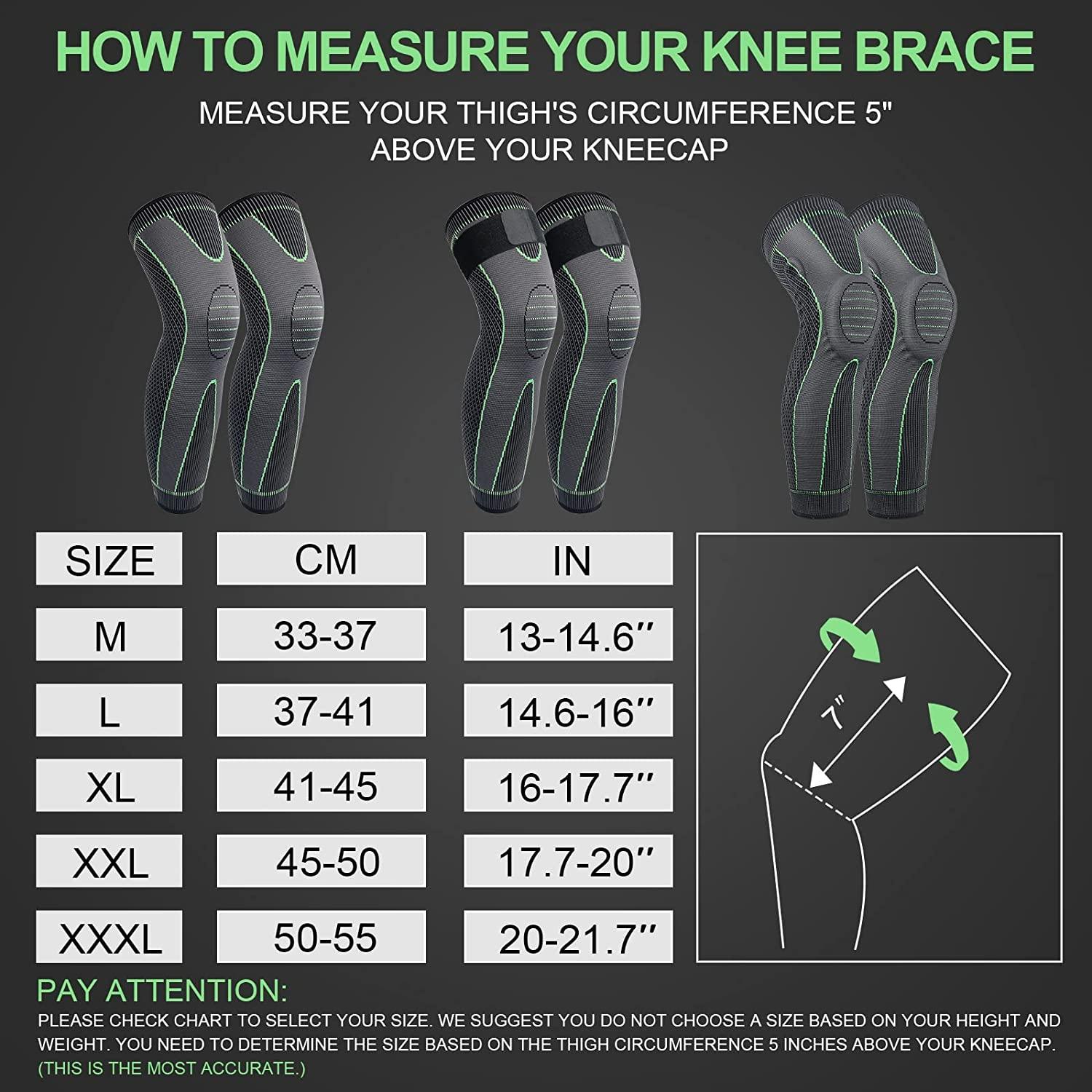 Compression Leg Sleeves for Men and Women Black Large (1 Pair) Full