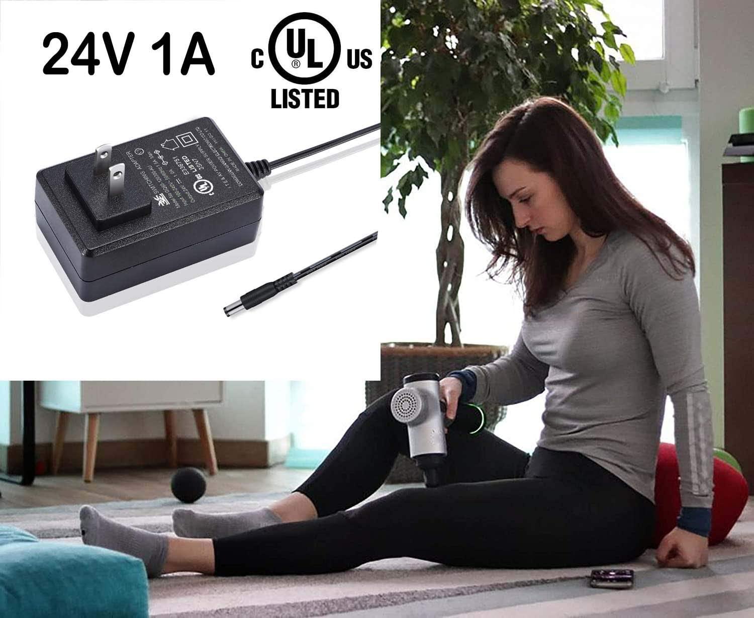 Massage Gun Charger DC 24V 1A Power Cord for Muscle Blaster Support