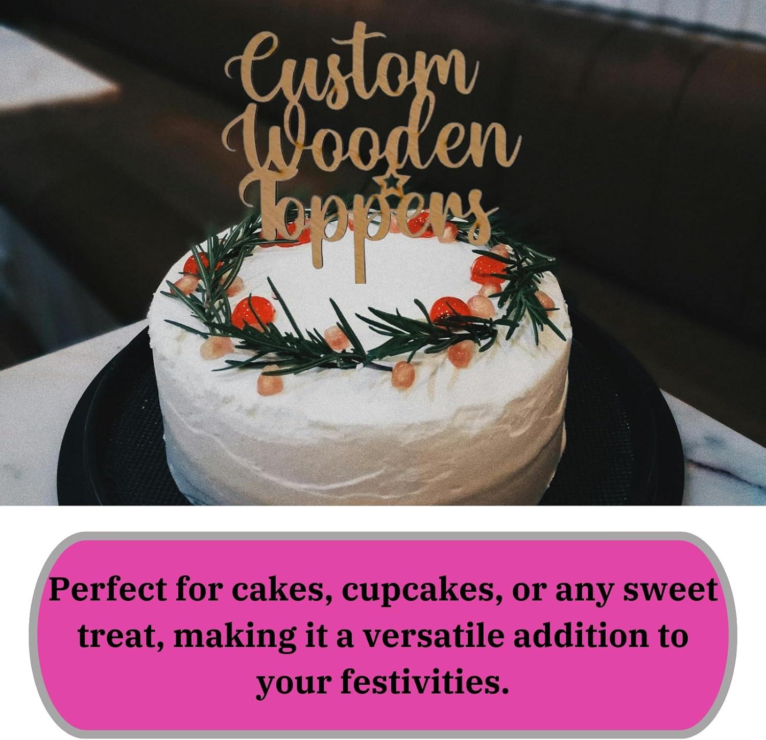 Wooden Cake Topper | Any Message | Personalised Cake Toppers | Happy ...