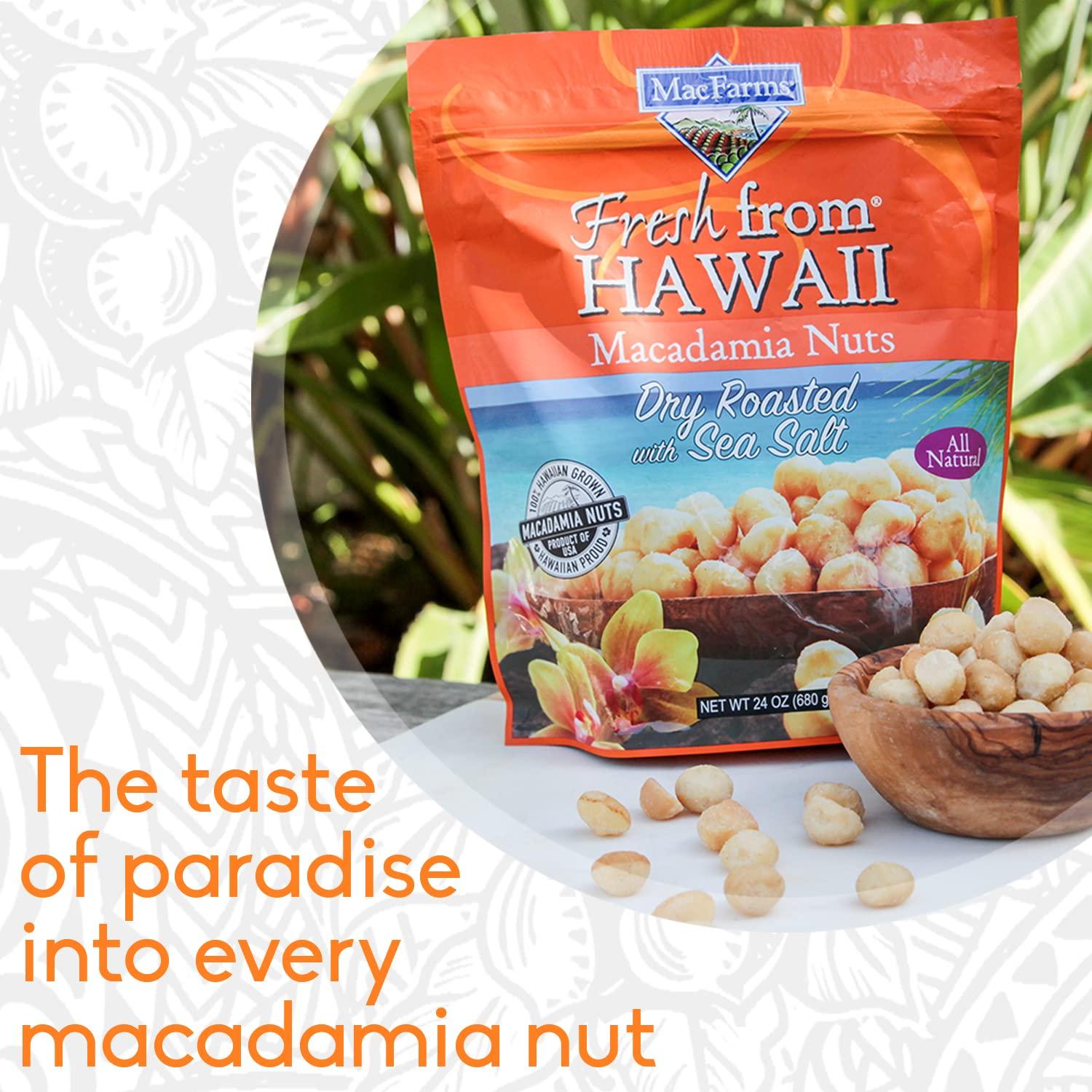MacFarms Dry Roasted Macadamia Nuts 24 OZ (2 Pack) Premium Sea Salt