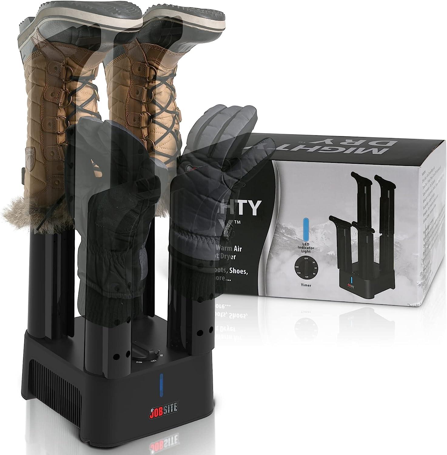 JobSite Mighty Dry Boot Dryer with Timer and Fan, Fast Dry, Keeps Shoes