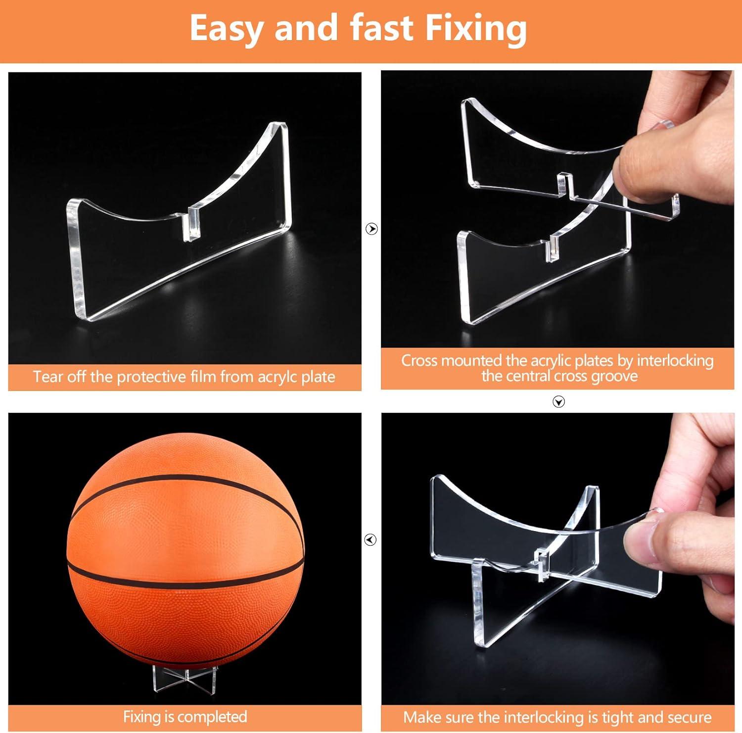 Support Présentation Balle Acrylique Transparent - Pour Football, Basket, Rugby - 6.5x1.5 Cm