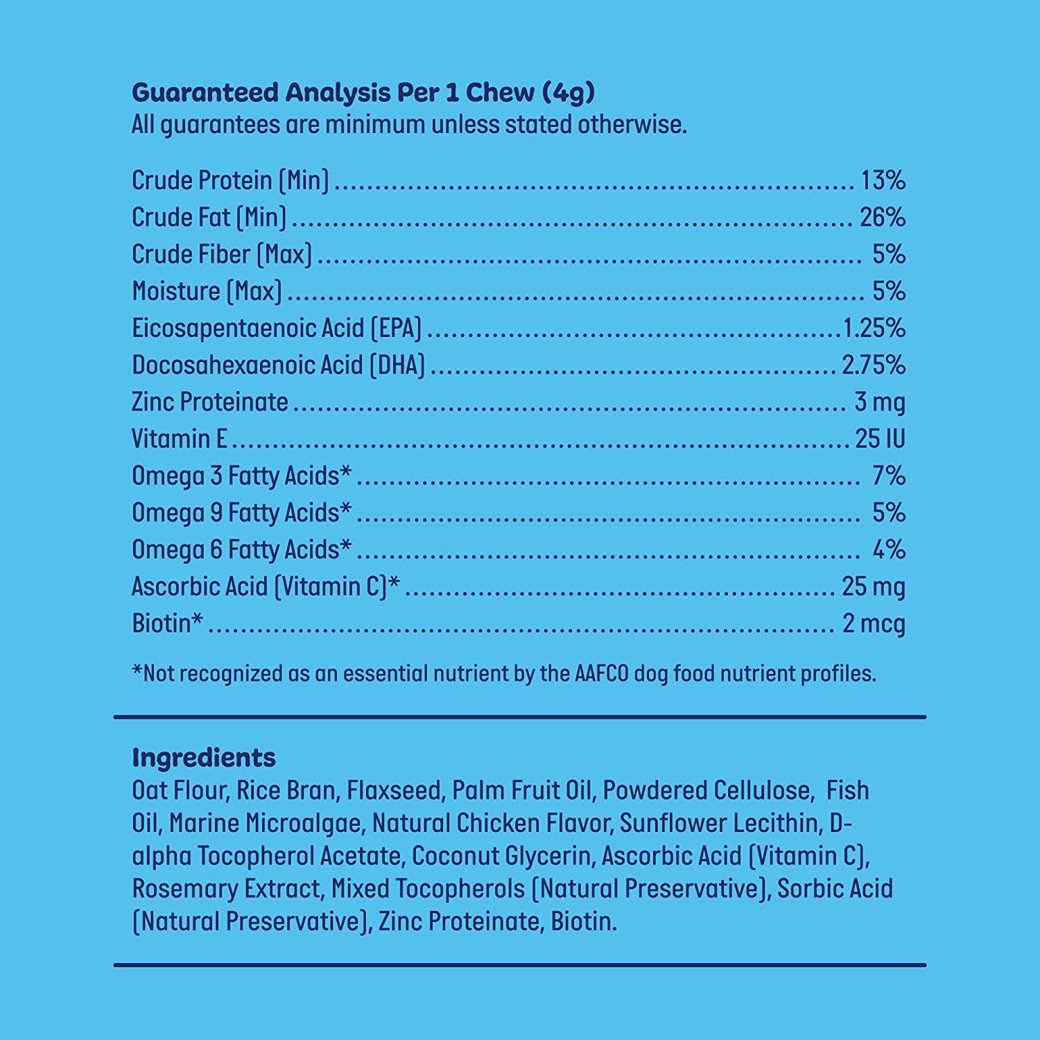 Omega 3 Fish Oil for Dogs Soft Chews Omega 3 for Dogs with Biotin