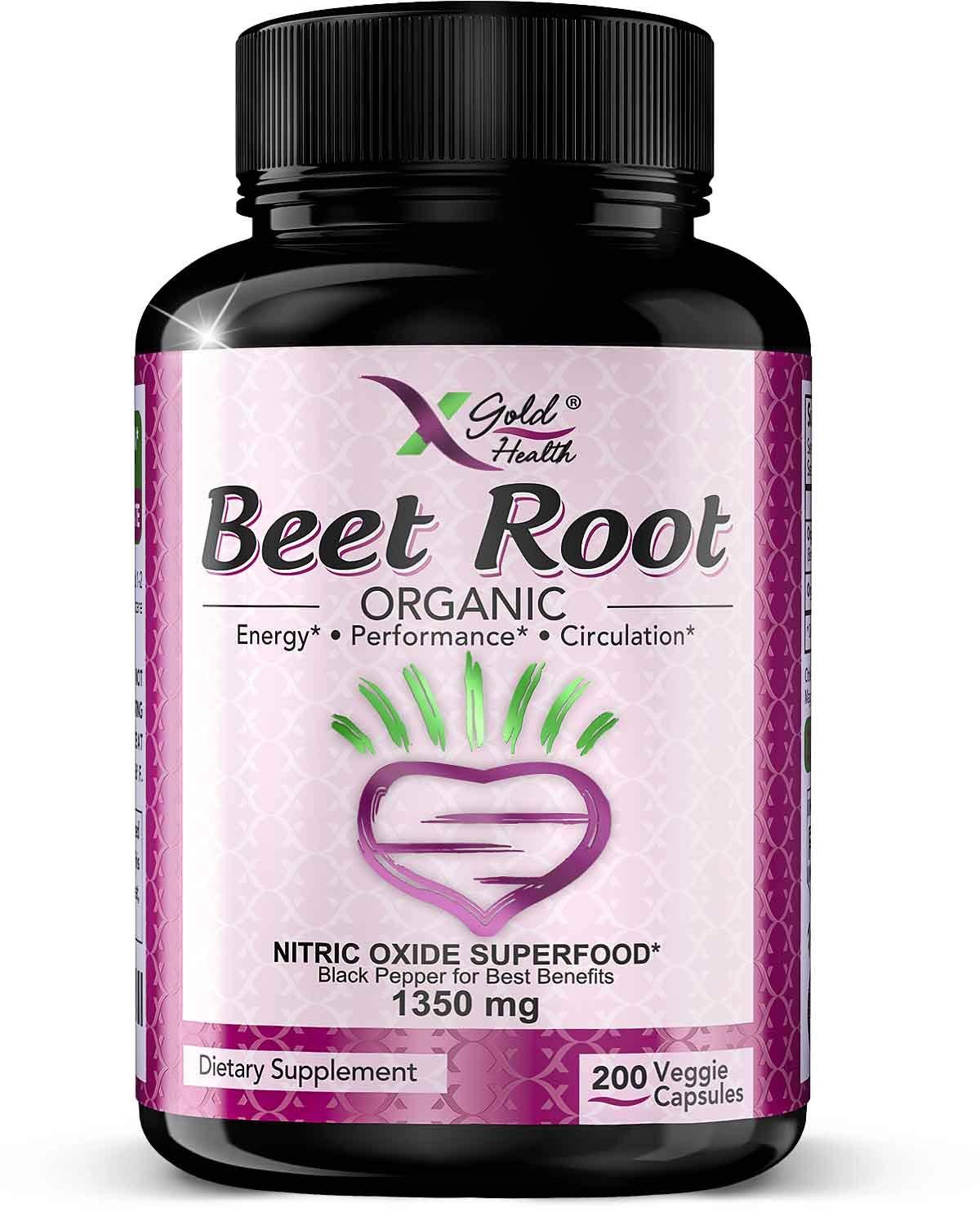 Strongest Premium Organic Beet Root Powder 1350mg 200 Veggie caps