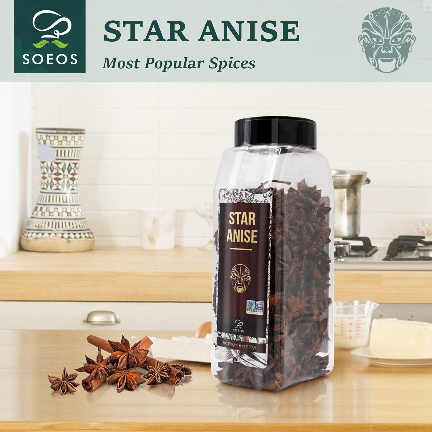 Soeos Star Anise Seeds 6oz (170g) NonGMO Verified, Great for Baking and Tea Chinese Star