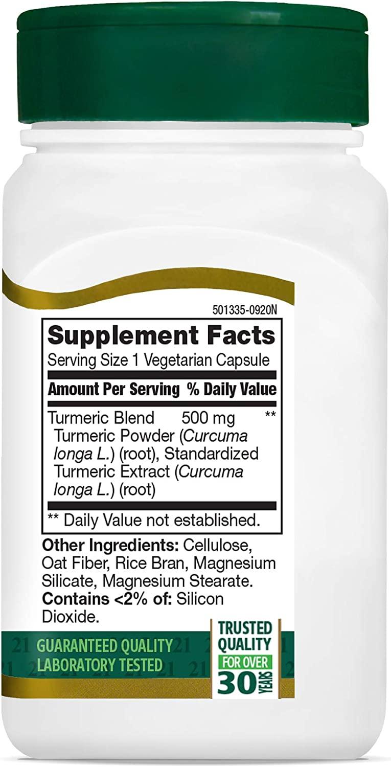21st Century Turmeric Complex 500mg 60 Vegetarian Capsules for Joint