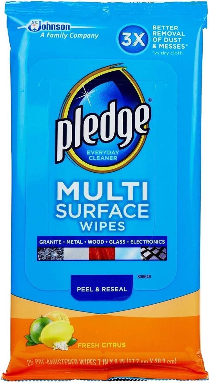 Pledge Multi Surface Everyday Wipes 25 ea (Pack of 6)