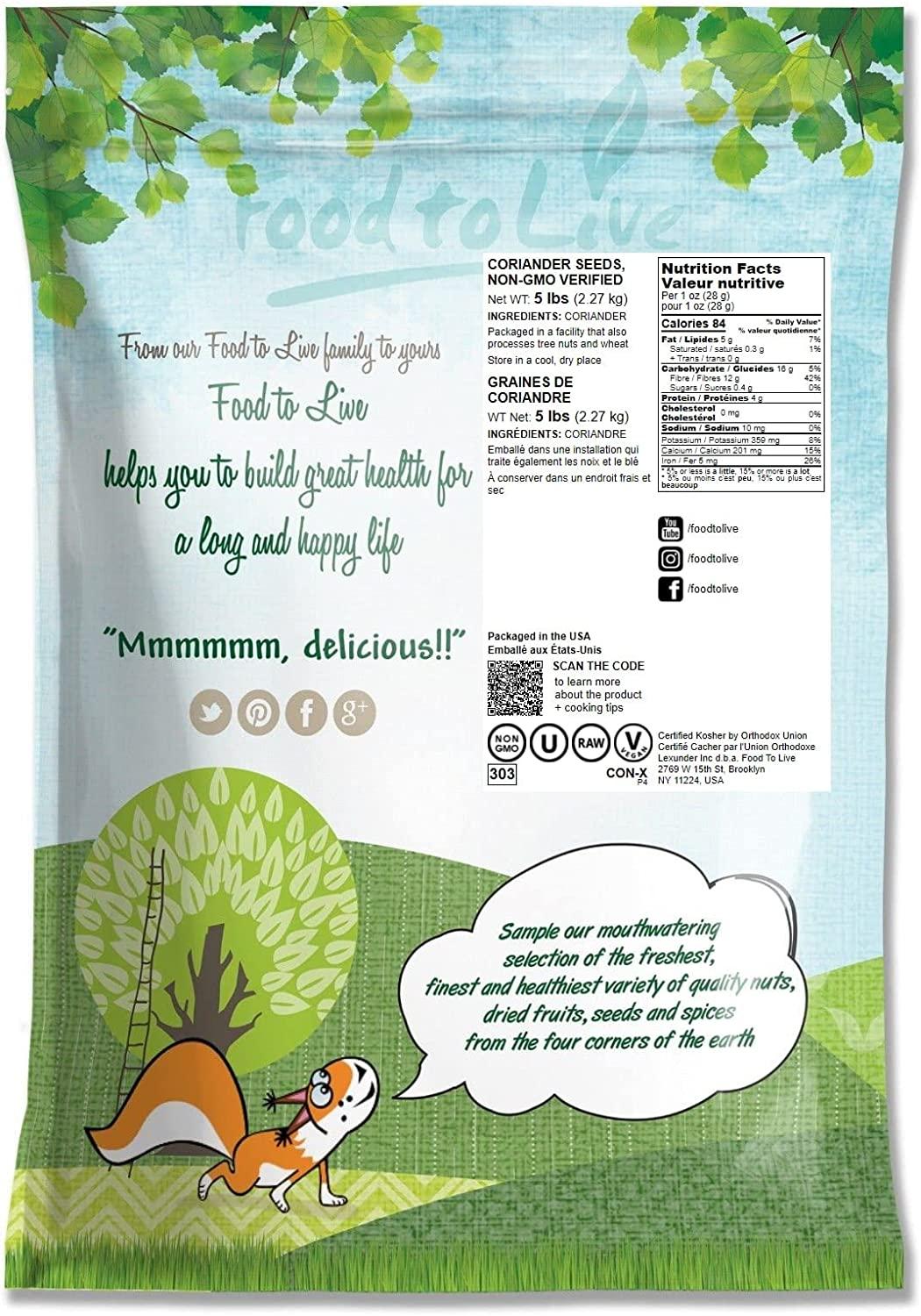 Whole Coriander Seeds 5 Pounds NonGMO Verified Dried Cilantro Seeds