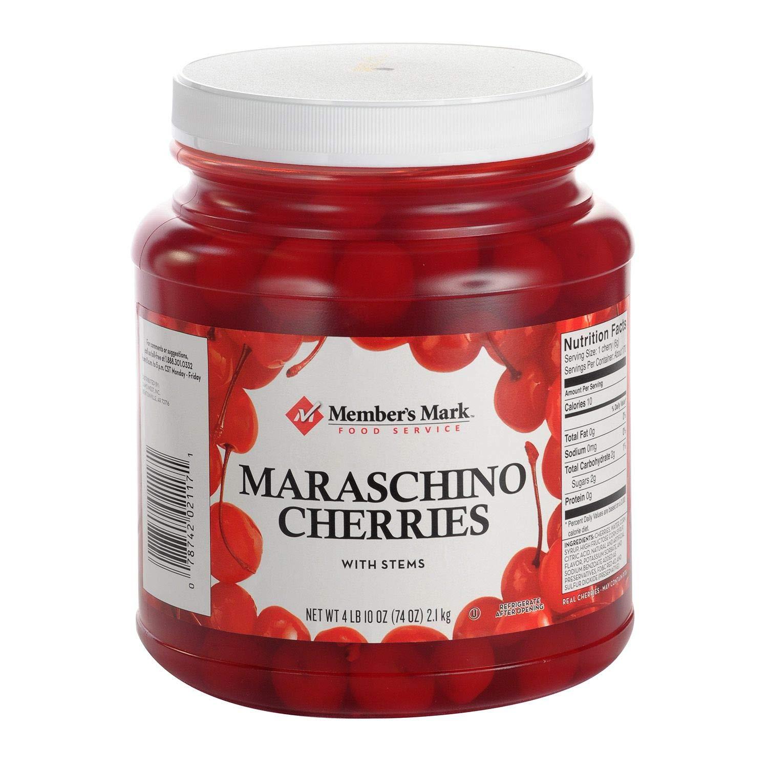 Member's Mark Maraschino Cherries with Stems 74 oz. Jar Sweet and